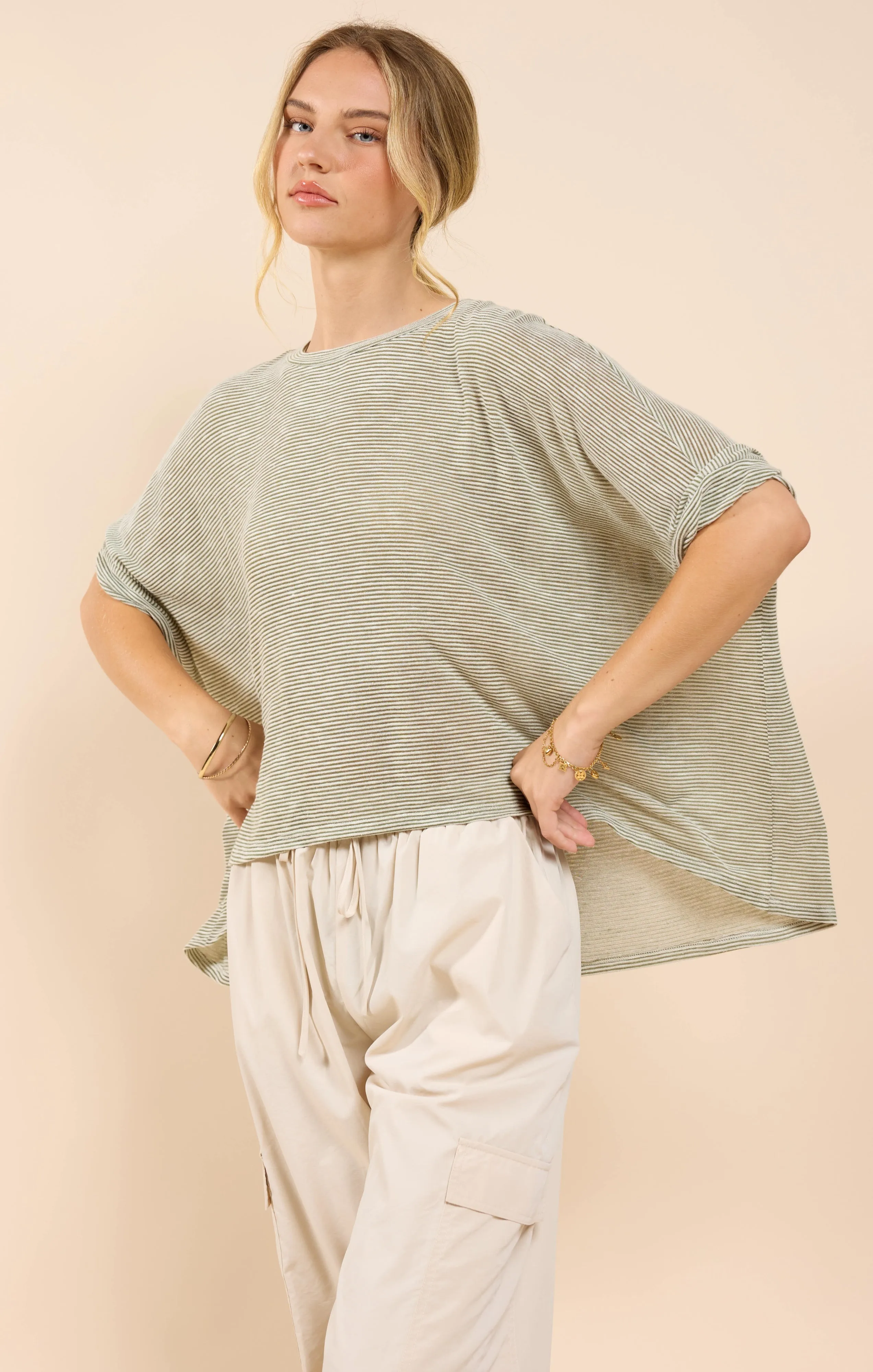 Part Of Me Dolman Sleeve Knit Top, Olive Ivory | Sadie & Sage sold by North & Main Clothing Company product image thumbnail 3