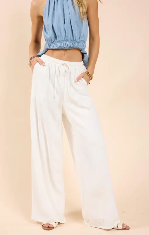 Sugarloaf Elastic Waist Pants, White | Sadie & Sage sold by North & Main Clothing Company
