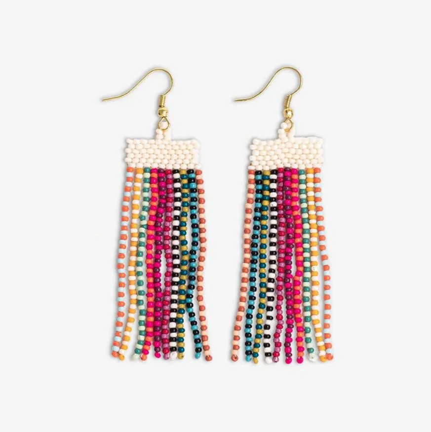Adaline Two-Tone Beaded Fringe Earring, Multi | Ink + Alloy sold by North & Main Clothing Company