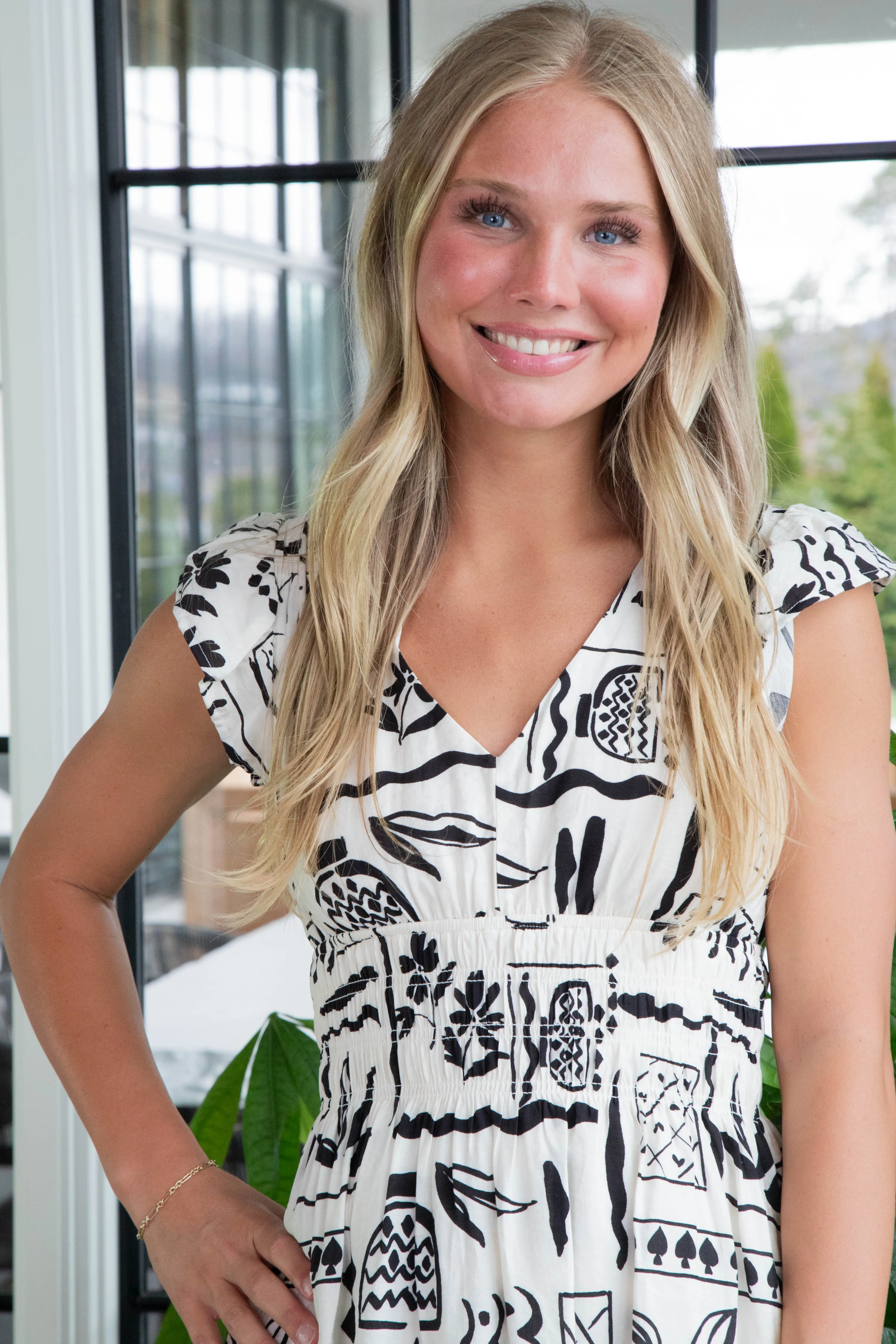 Hannah Doodle Print Mini Dress, Ivory sold by North & Main Clothing Company product image thumbnail 4