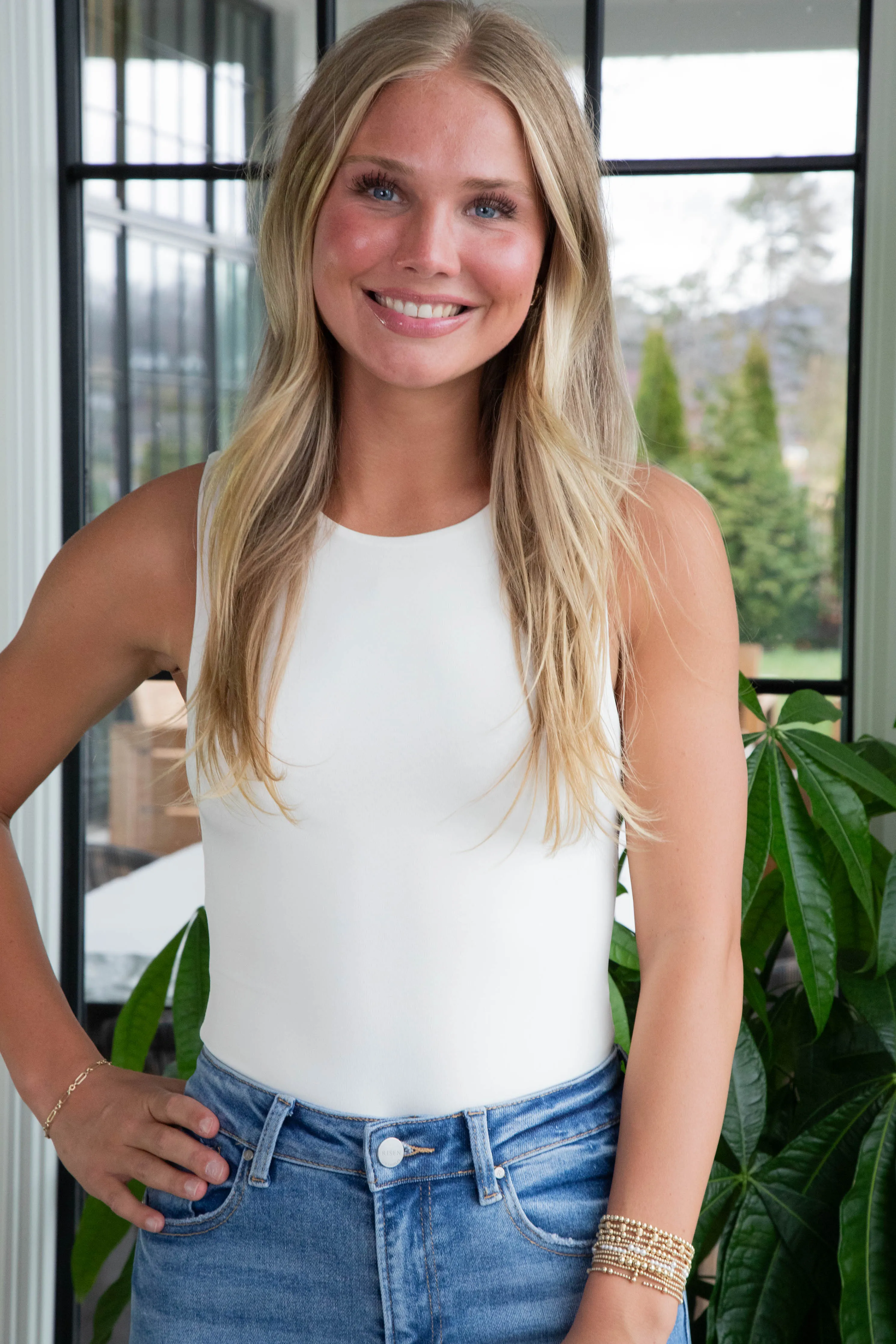 Andrea Double Lined Bodysuit, Ivory sold by North & Main Clothing Company product image thumbnail 5