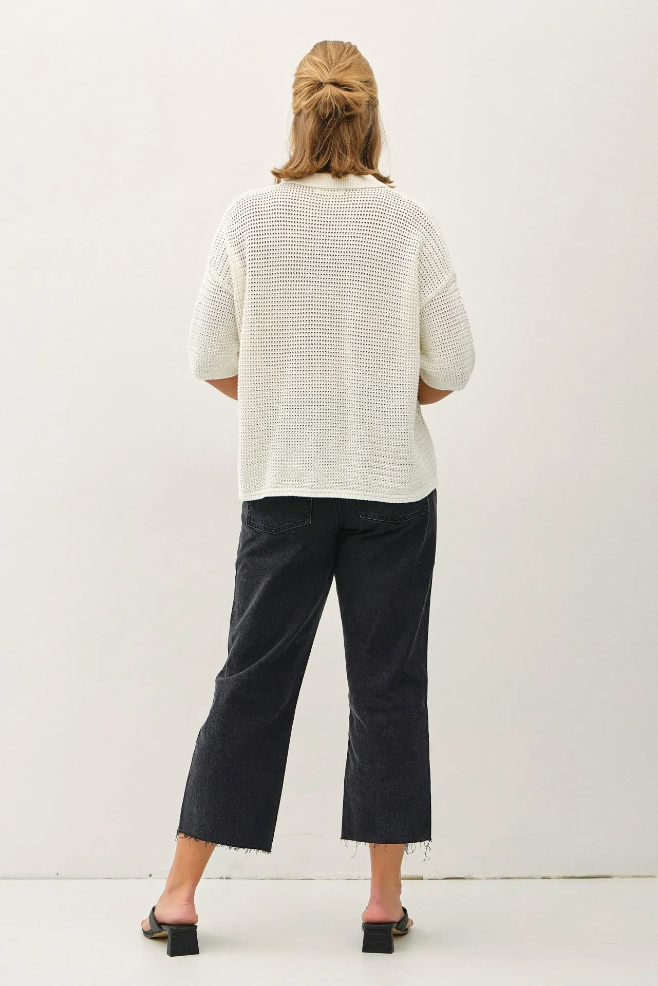 Marley Boxy Crocheted Shirt, White | Plus Size sold by North & Main Clothing Company product image thumbnail 4