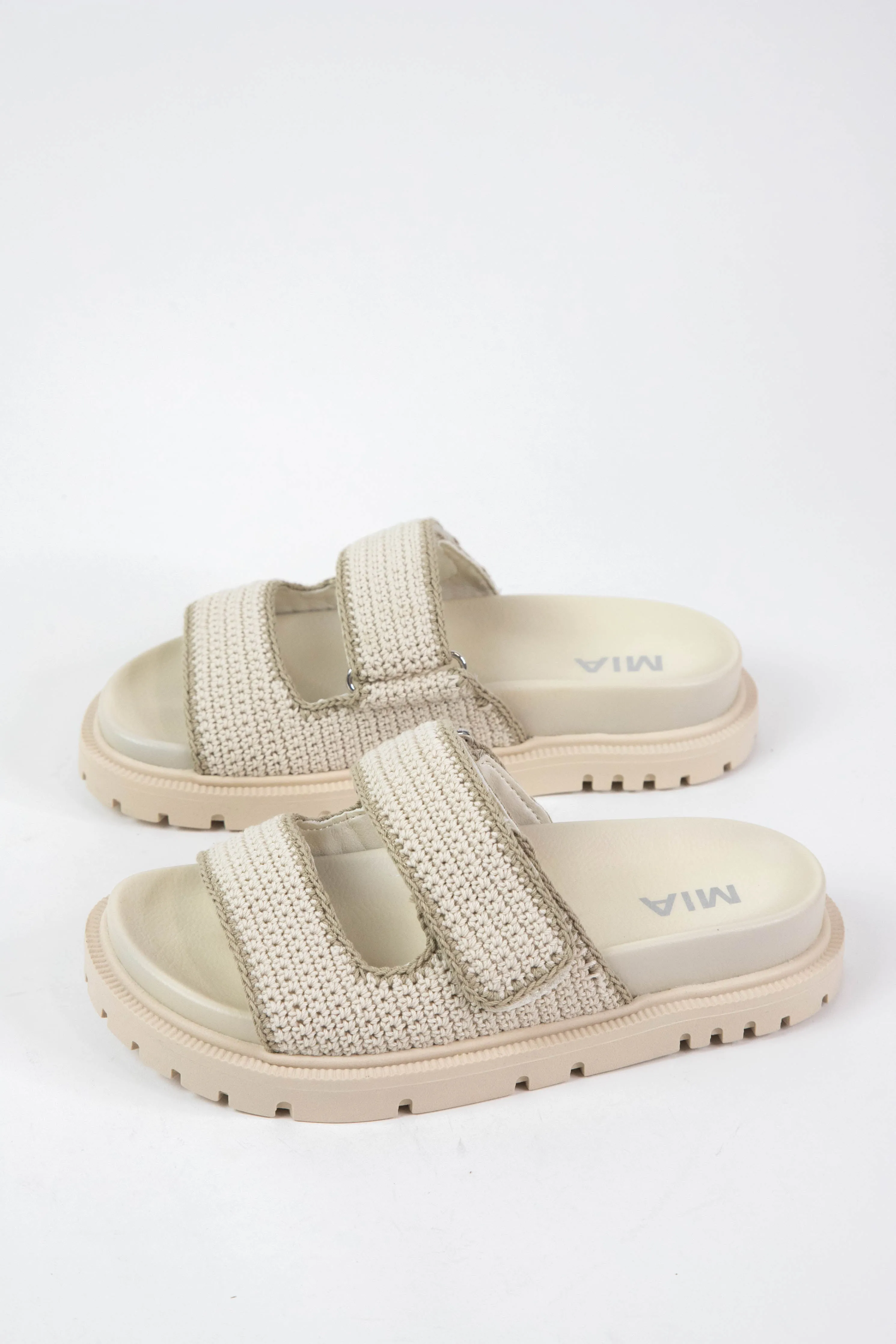 Gabri Crocheted Double Strap Sandal, Bone/Sand sold by North & Main Clothing Company