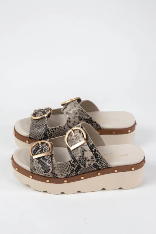 Surfs Up Snake Platform Sandal, Cream Multi | Chinese Laundry sold by North & Main Clothing Company