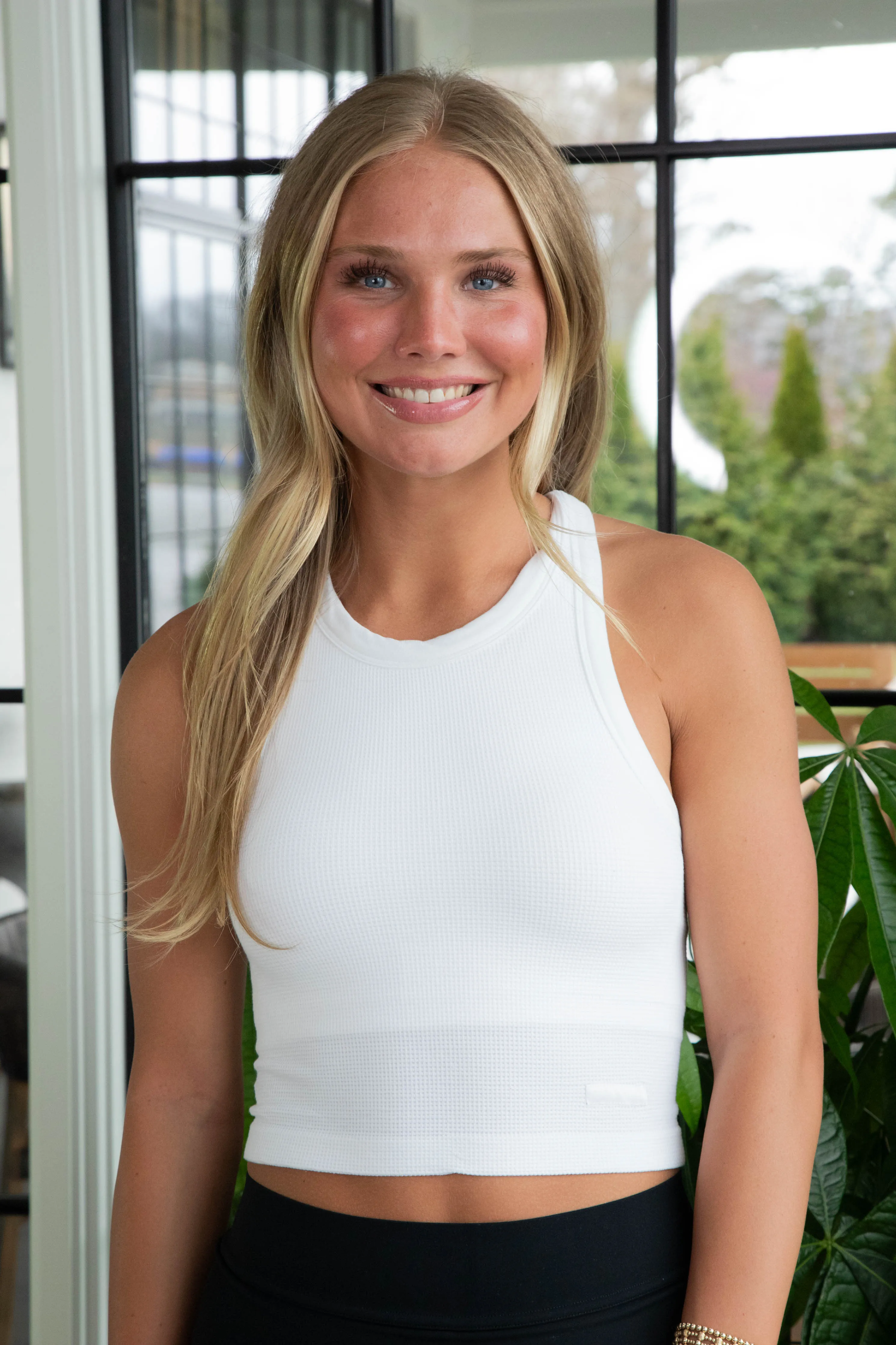 Mia High Neck Tank Bra, White | Cream Yoga sold by North & Main Clothing Company product image thumbnail 5