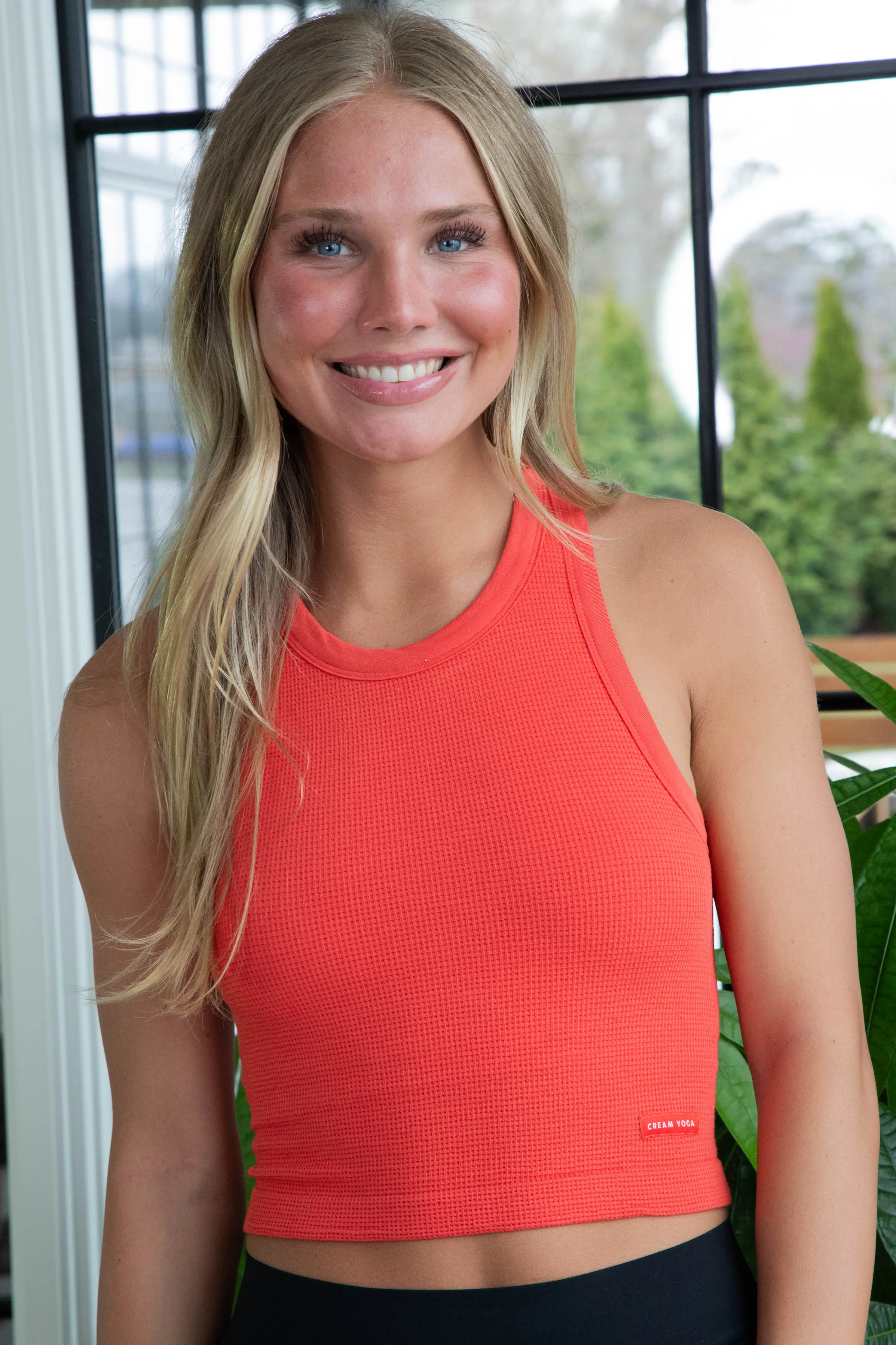 Mia High Neck Tank Bra, Red | Cream Yoga sold by North & Main Clothing Company product image thumbnail 2