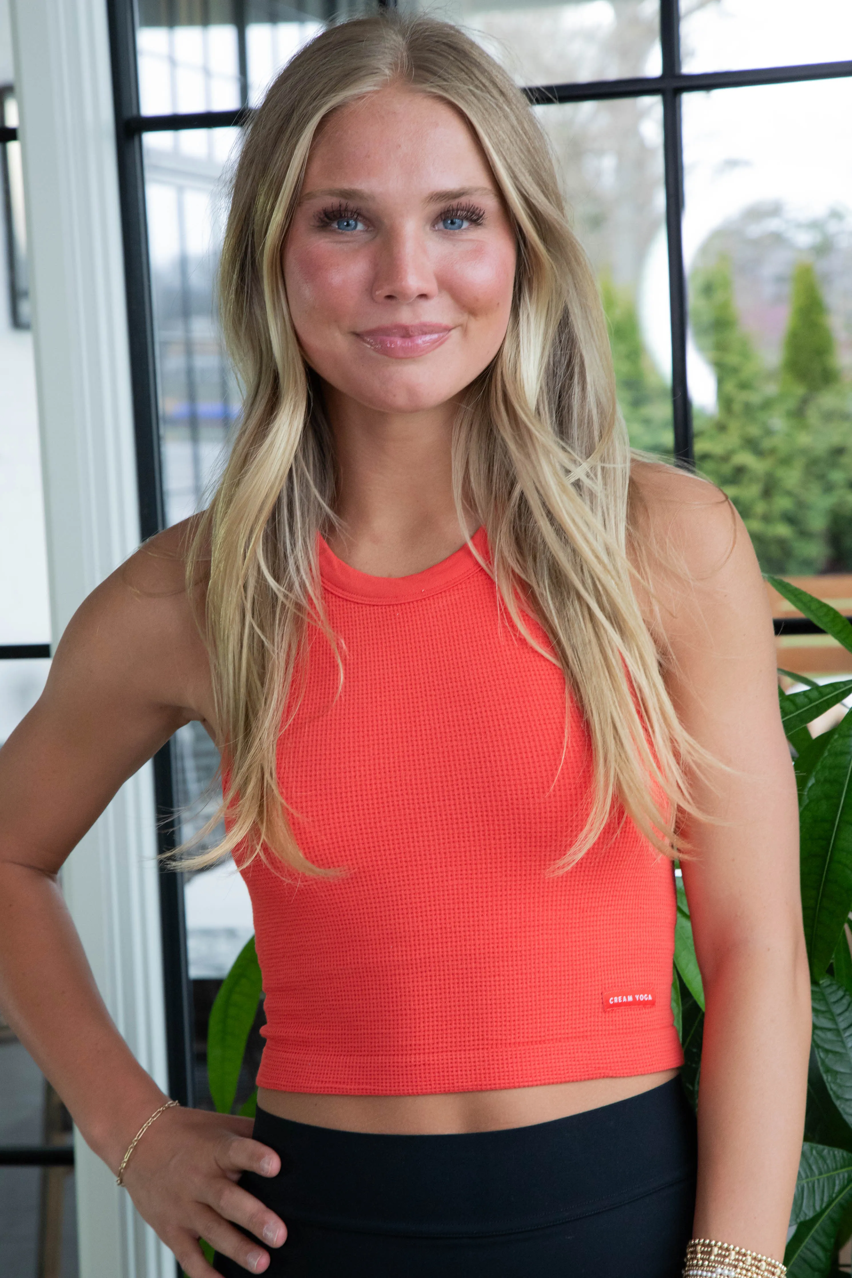 Mia High Neck Tank Bra, Red | Cream Yoga sold by North & Main Clothing Company product image thumbnail 4