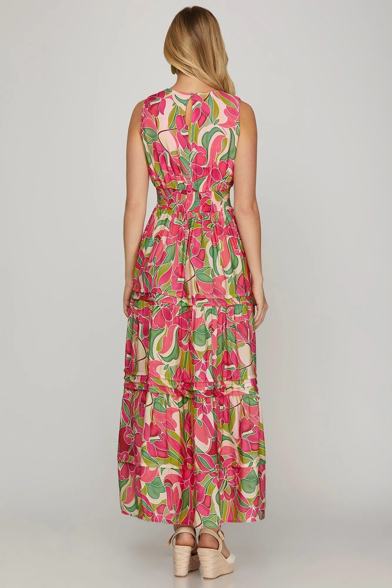 Laila Surplice Smocked Waist Maxi Dress, Pink sold by North & Main Clothing Company product image thumbnail 4