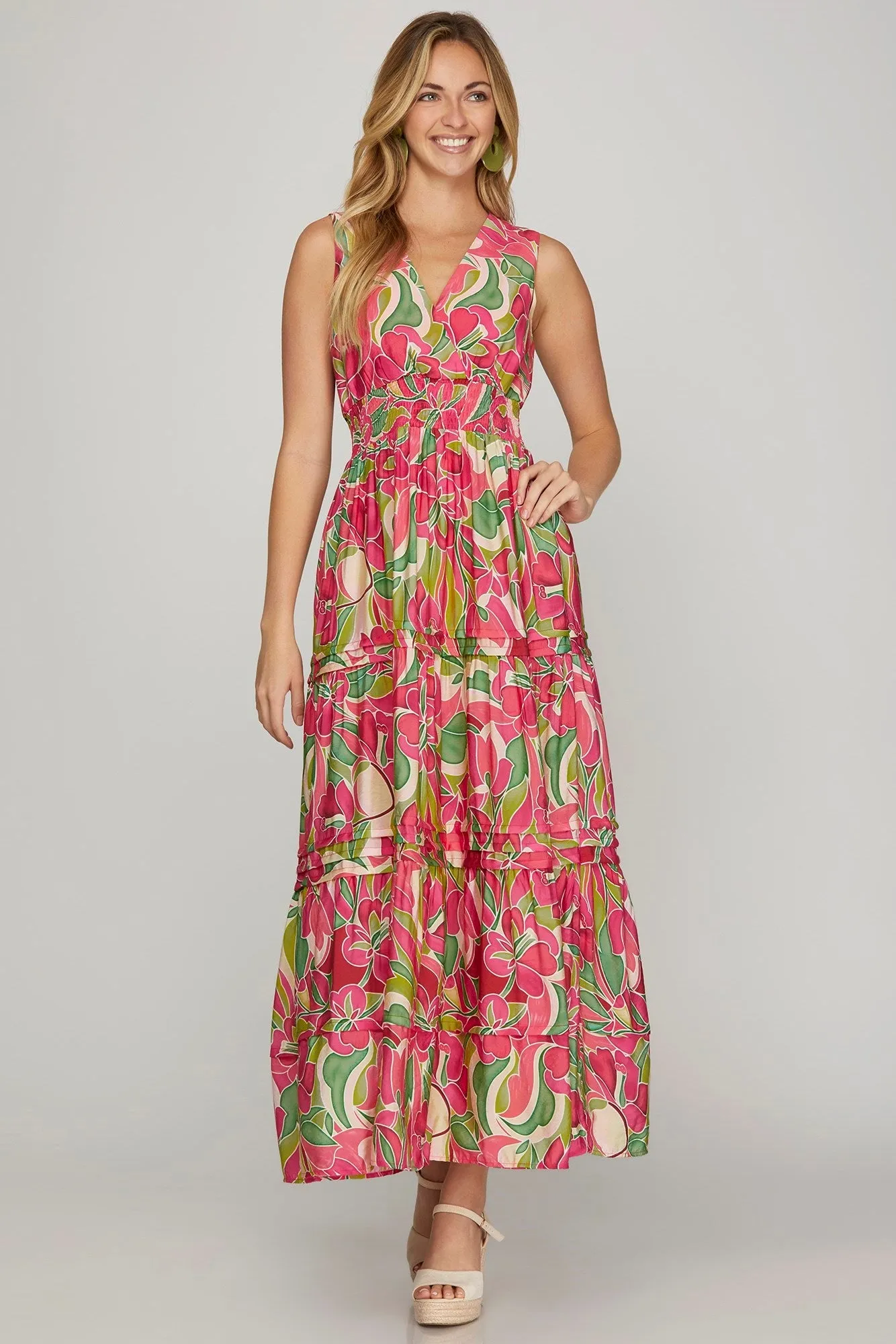 Laila Surplice Smocked Waist Maxi Dress, Pink sold by North & Main Clothing Company product image thumbnail 2