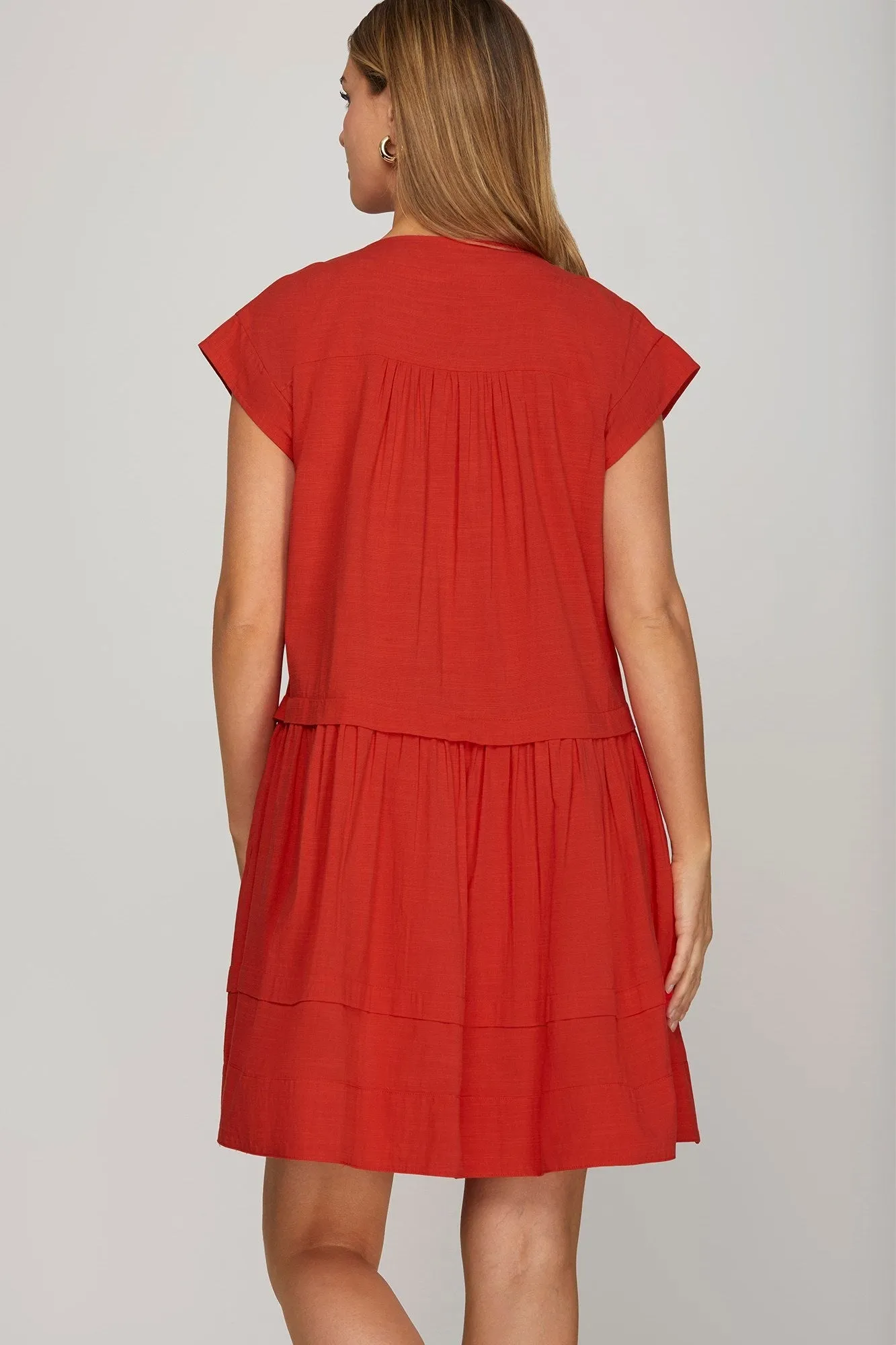 Rosemary Pintuck Detail Mini Dress, Red sold by North & Main Clothing Company product image thumbnail 2