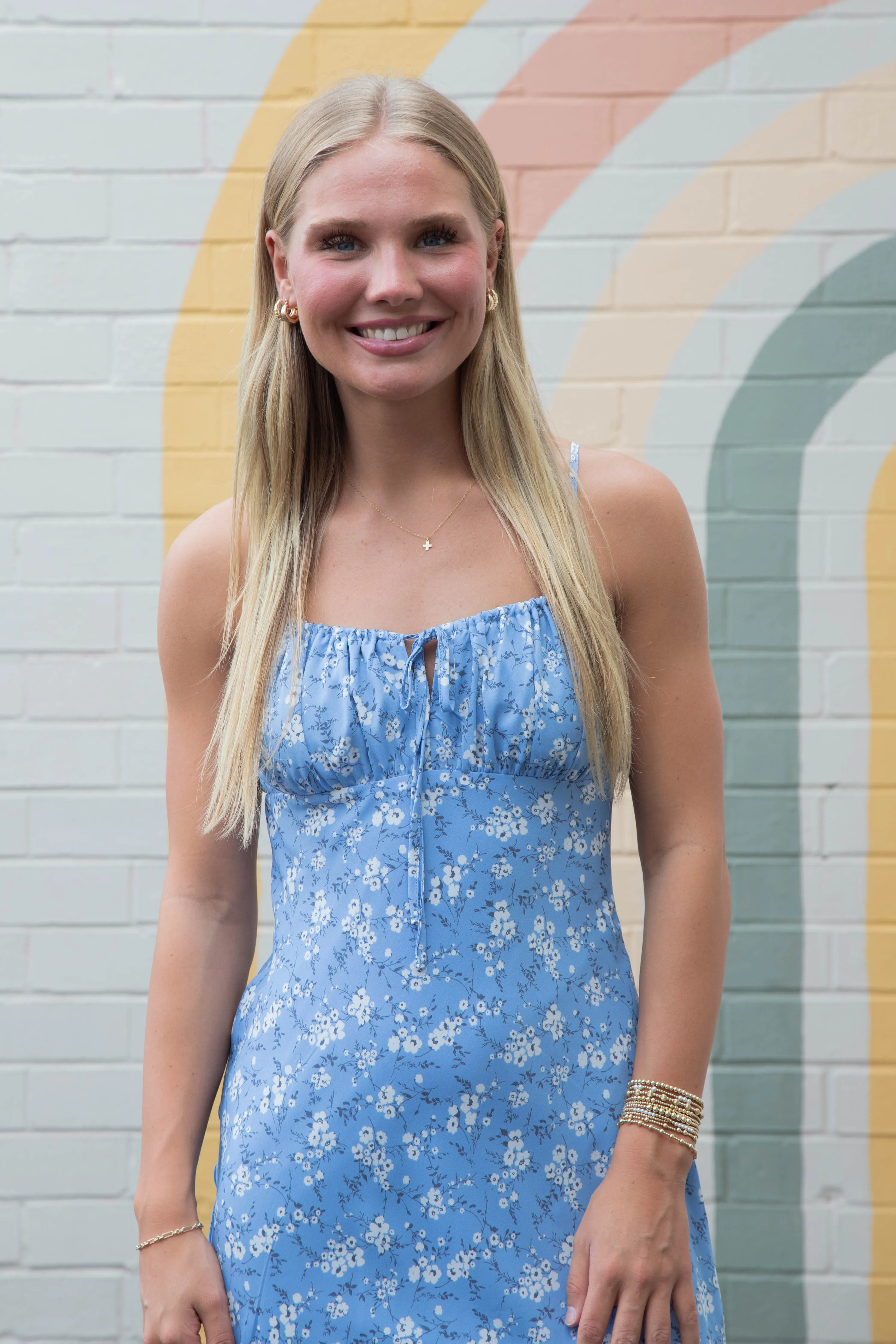 Vanessa Floral Front Tie Midi Dress, Blue Multi sold by North & Main Clothing Company product image thumbnail 2