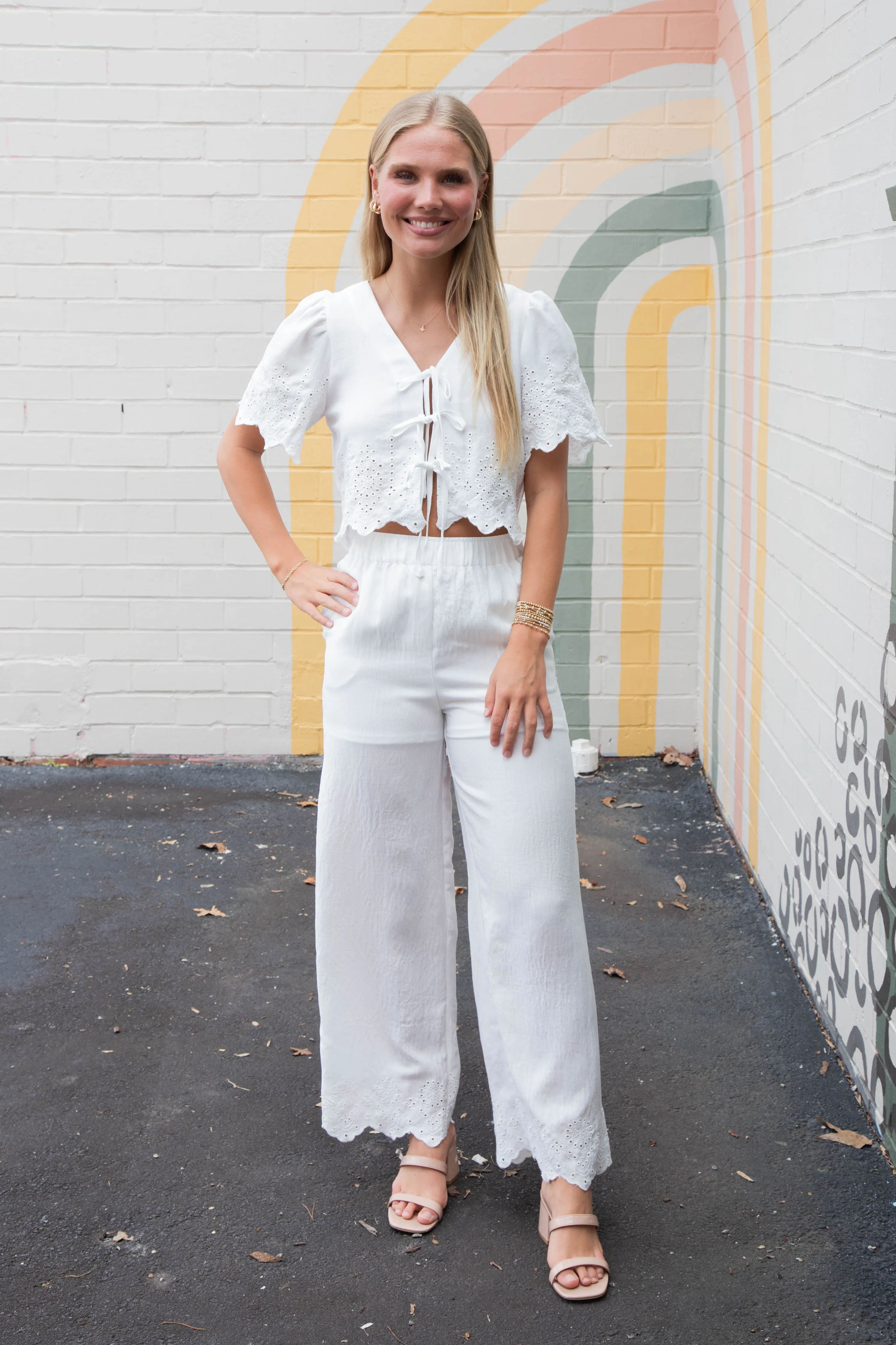 Selah Eyelet Trim Blouse, White sold by North & Main Clothing Company product image thumbnail 2