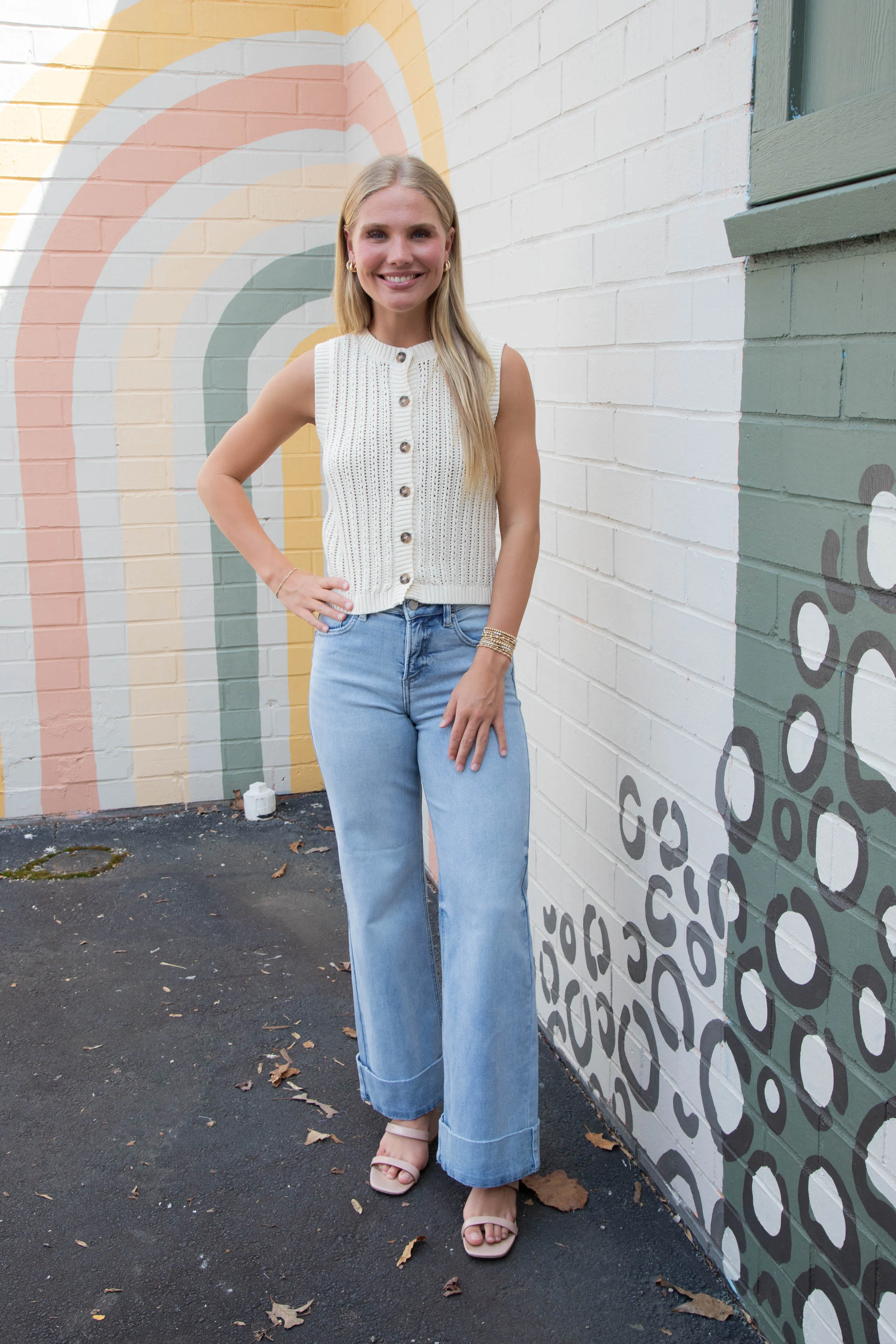 Hope Sleeveless Knit Cardigan, Oatmeal sold by North & Main Clothing Company product image thumbnail 2