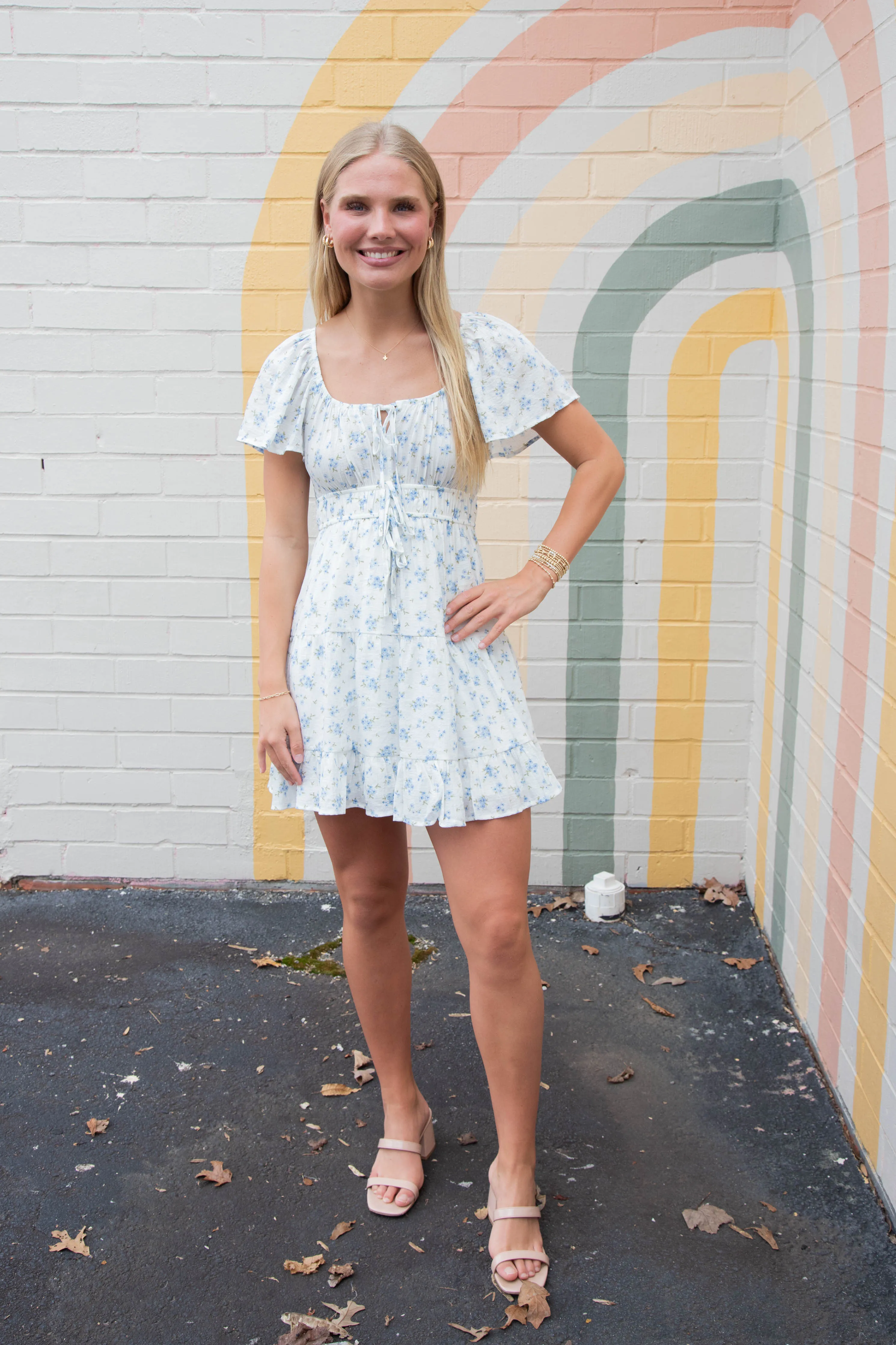 Noa Cherry Blossom Print Mini Dress, Blue Multi sold by North & Main Clothing Company product image thumbnail 2