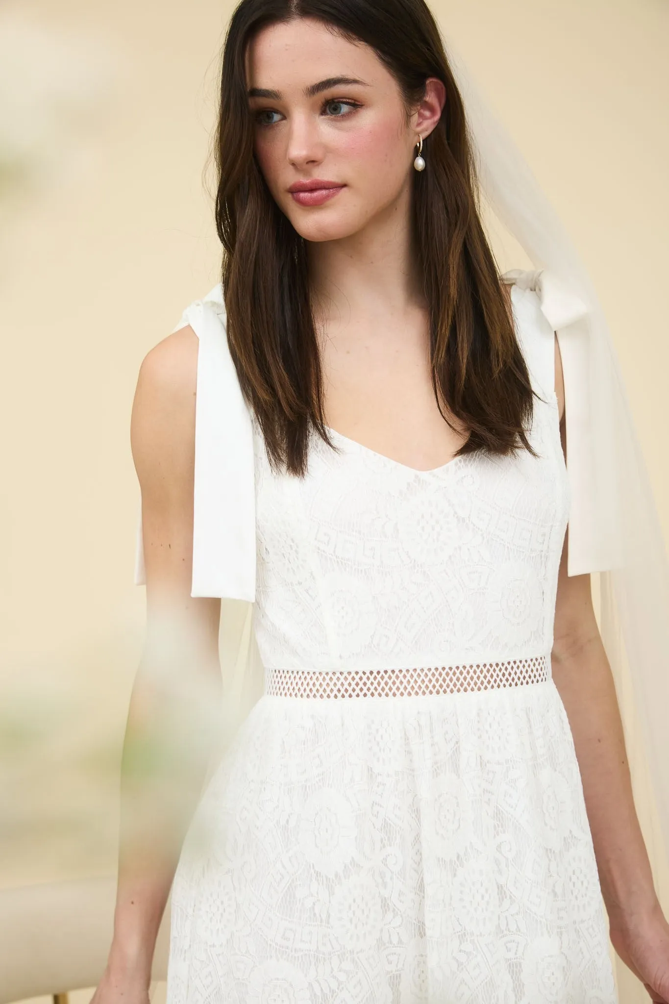 Gabriela Lace Sheer Trim Midi Dress, Off White sold by North & Main Clothing Company product image thumbnail 3