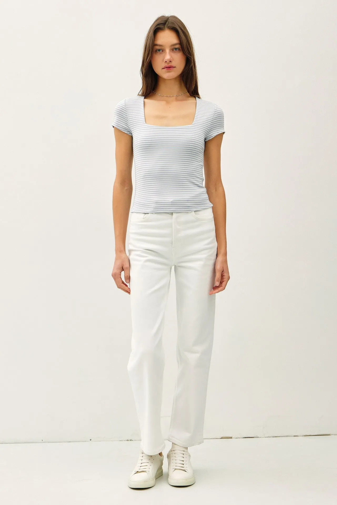 Jane Cap Sleeve Striped Tee, Slate Blue sold by North & Main Clothing Company product image thumbnail 2