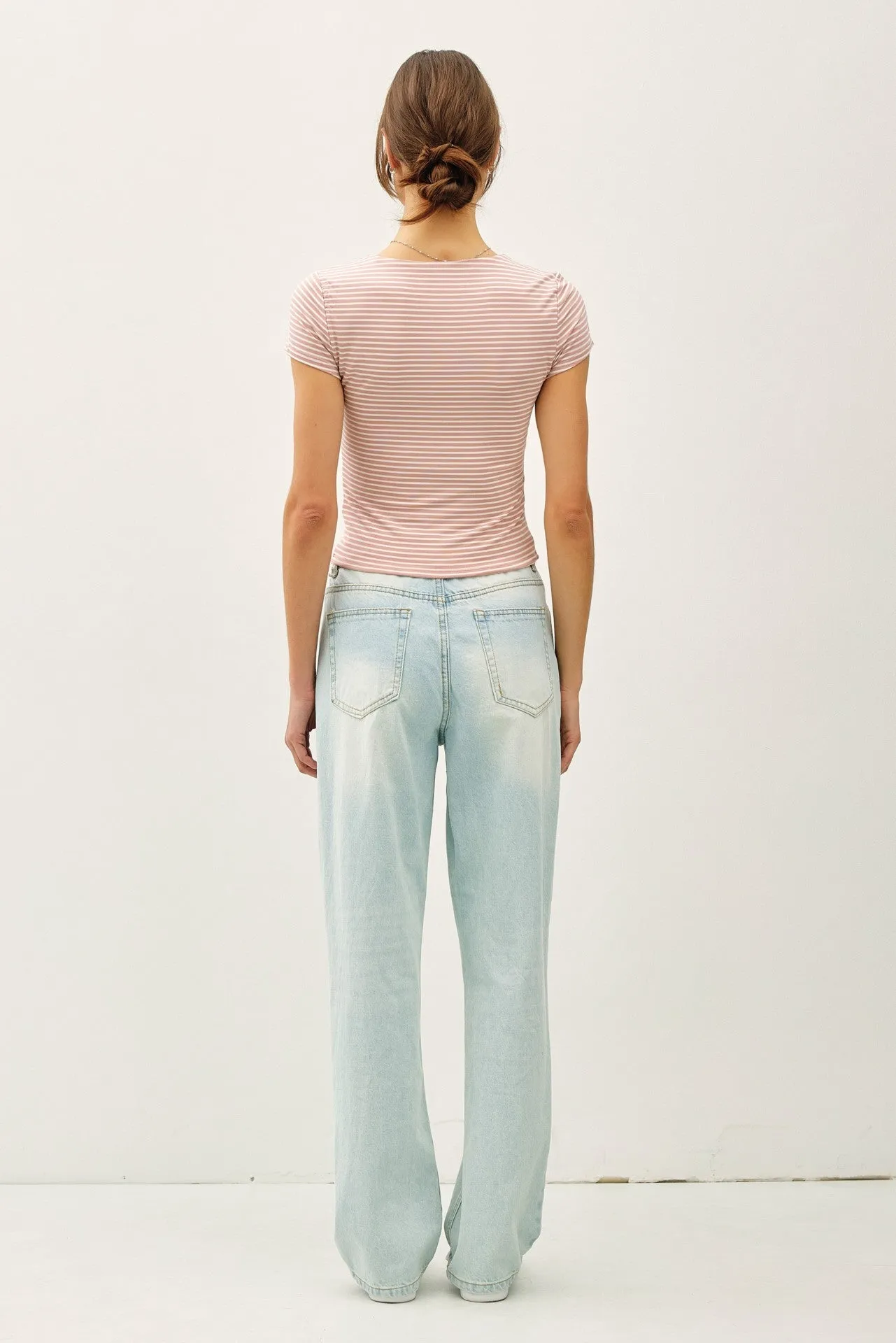 Jane Cap Sleeve Striped Tee, Mauve sold by North & Main Clothing Company product image thumbnail 4