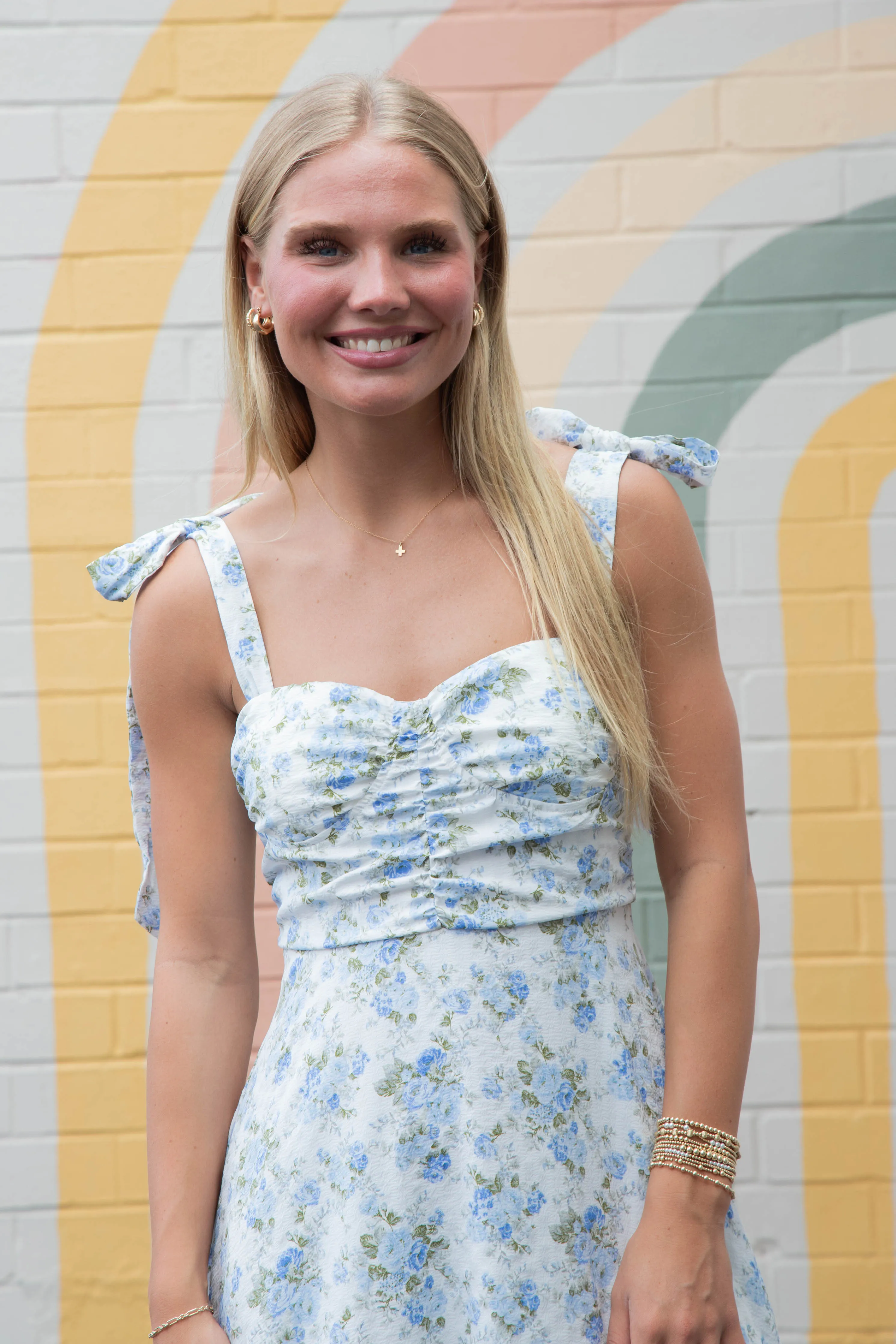 Mabel Floral Ruched Detail Maxi Dress, Blue Multi sold by North & Main Clothing Company product image thumbnail 5