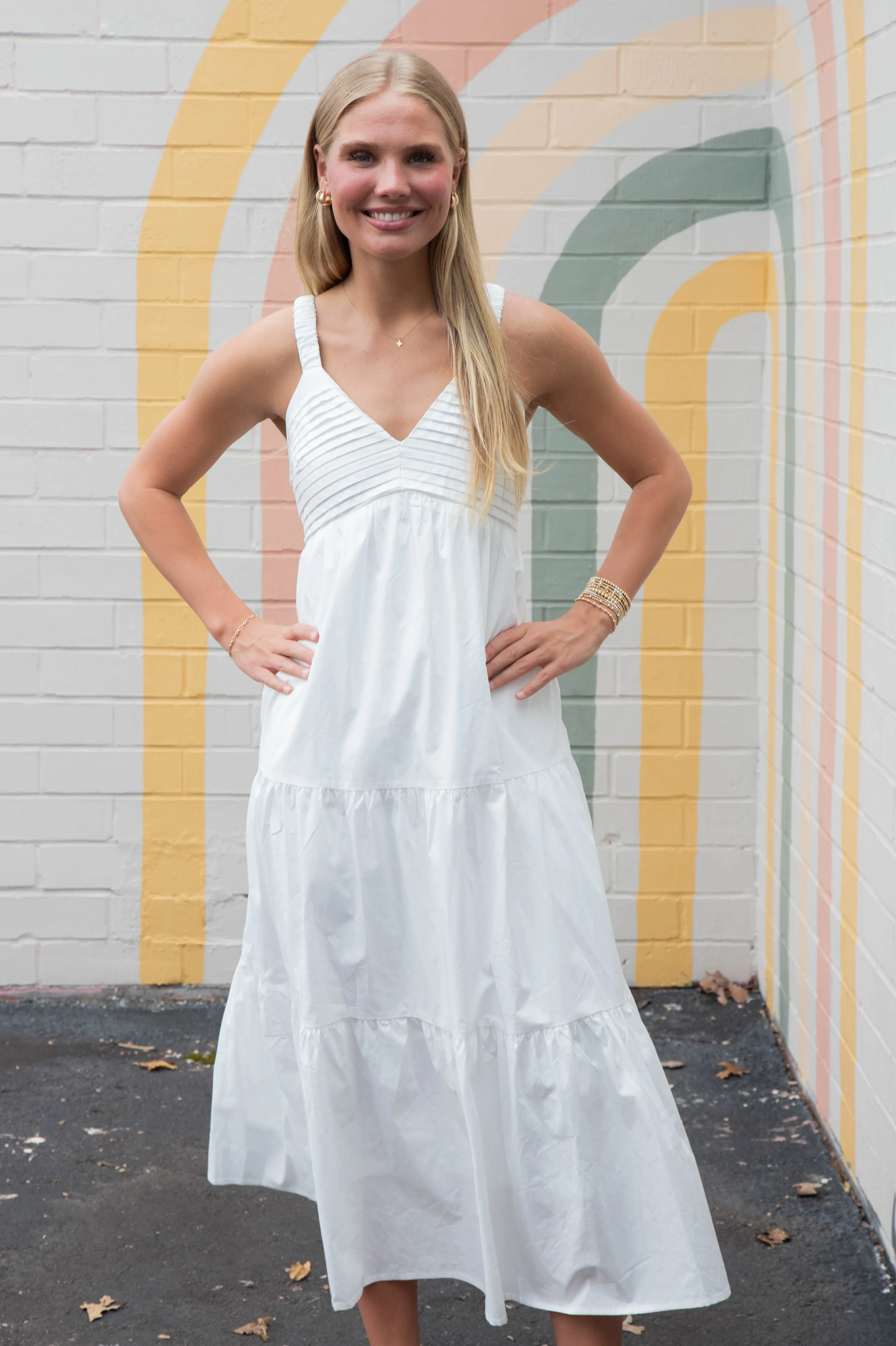 Lena Pintuck Detail Maxi Dress, Off White sold by North & Main Clothing Company product image thumbnail 5