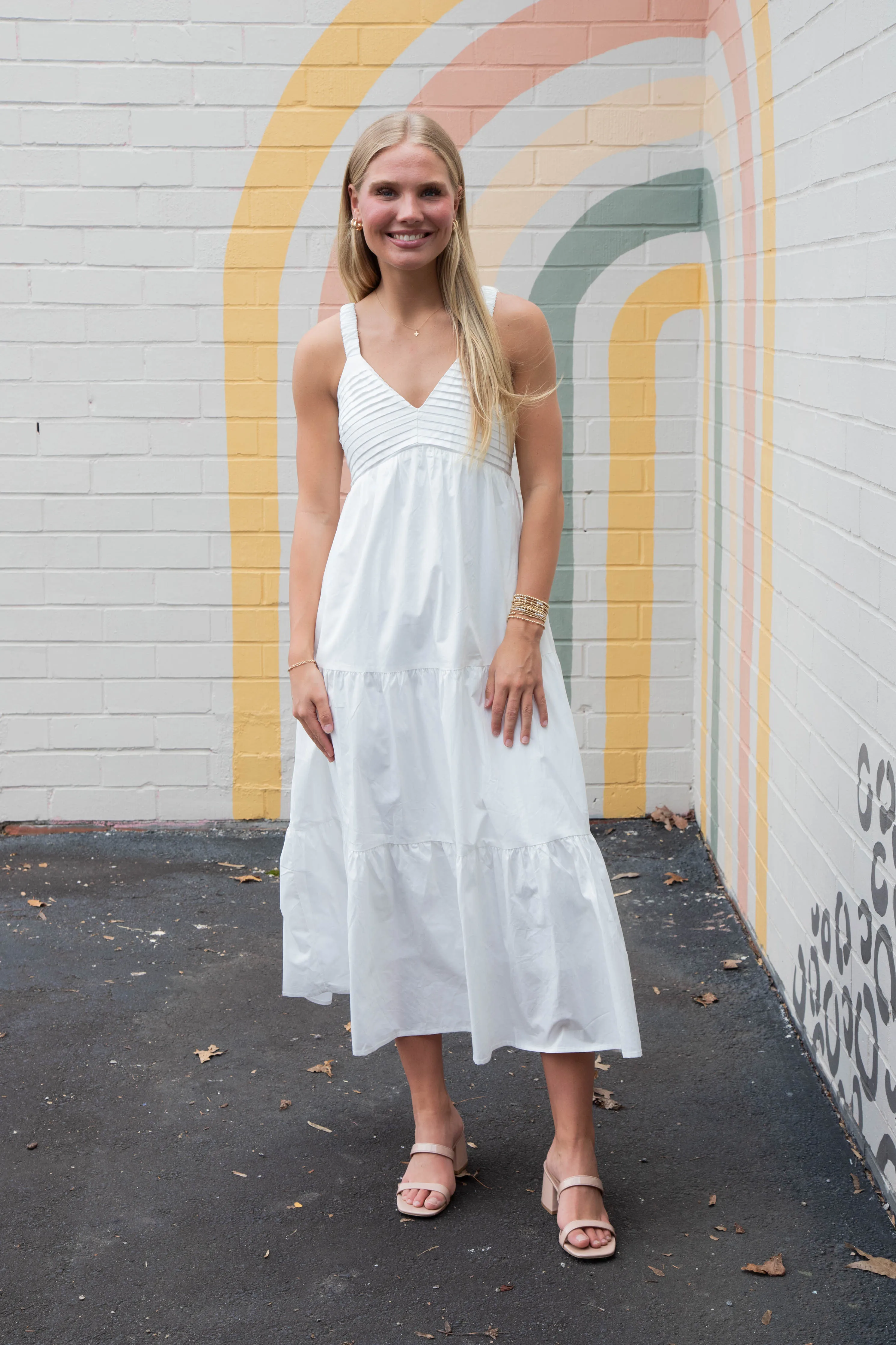 Lena Pintuck Detail Maxi Dress, Off White sold by North & Main Clothing Company product image thumbnail 3