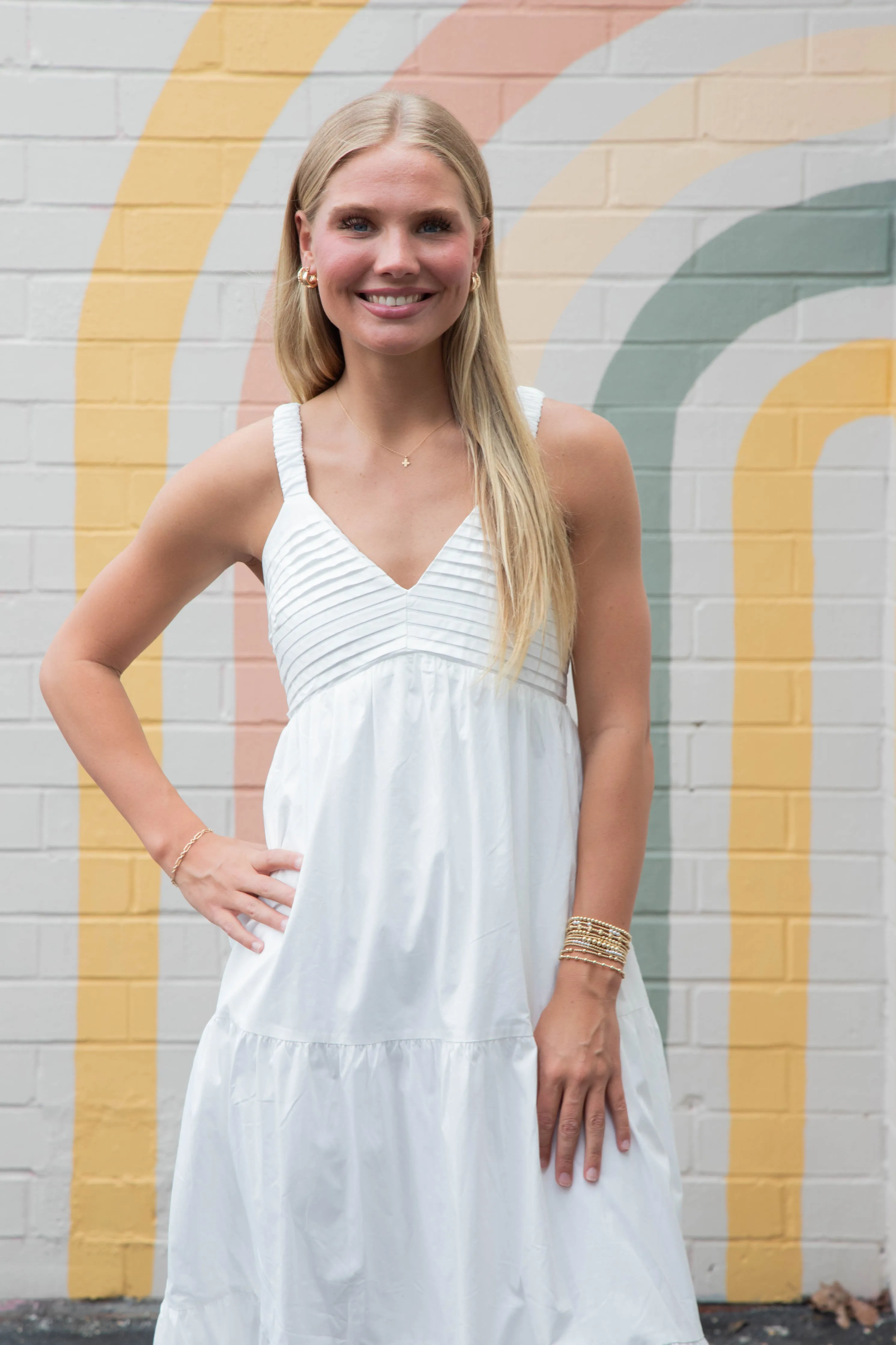 Lena Pintuck Detail Maxi Dress, Off White sold by North & Main Clothing Company product image thumbnail 2