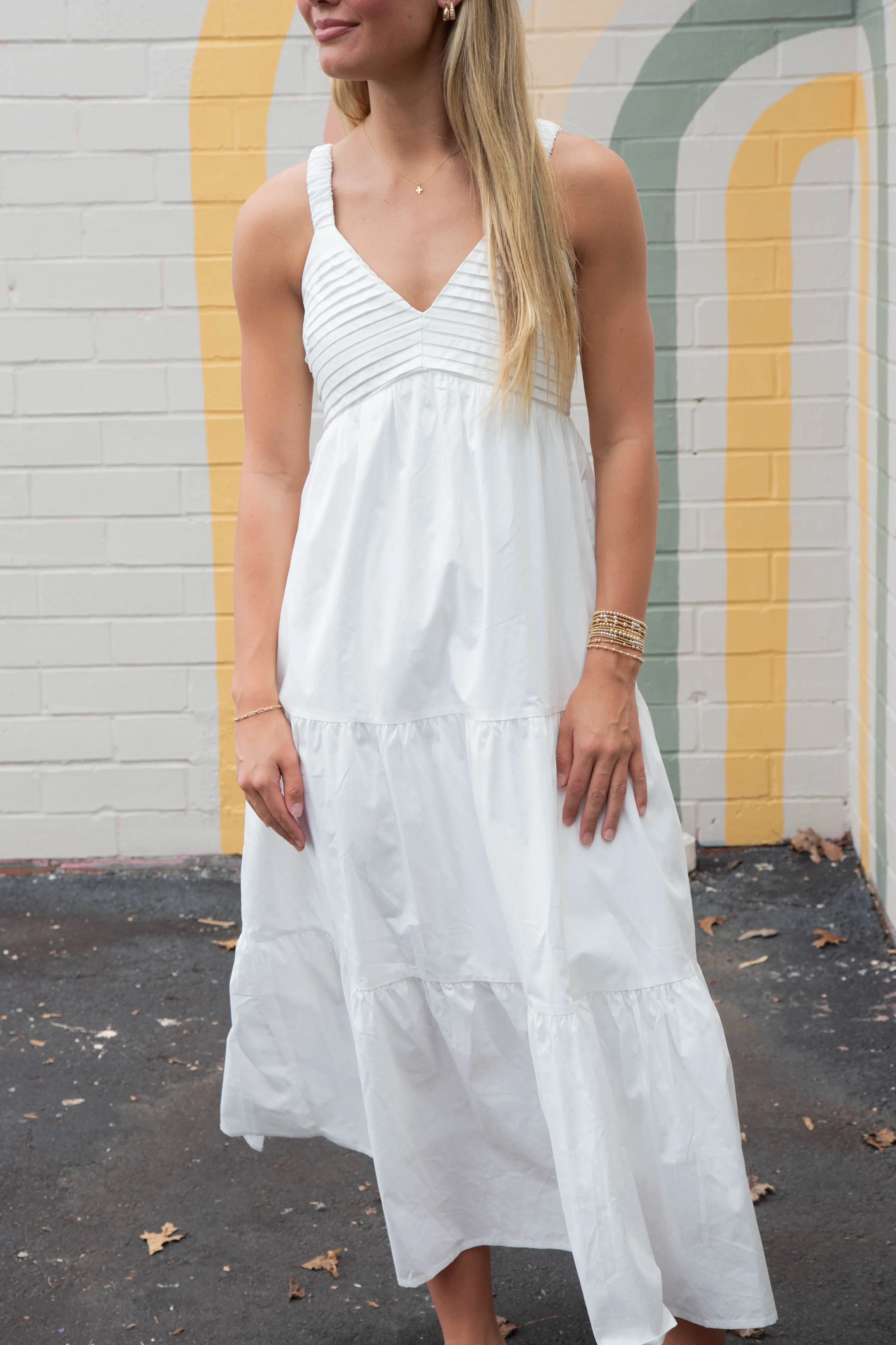 Lena Pintuck Detail Maxi Dress, Off White sold by North & Main Clothing Company product image thumbnail 4