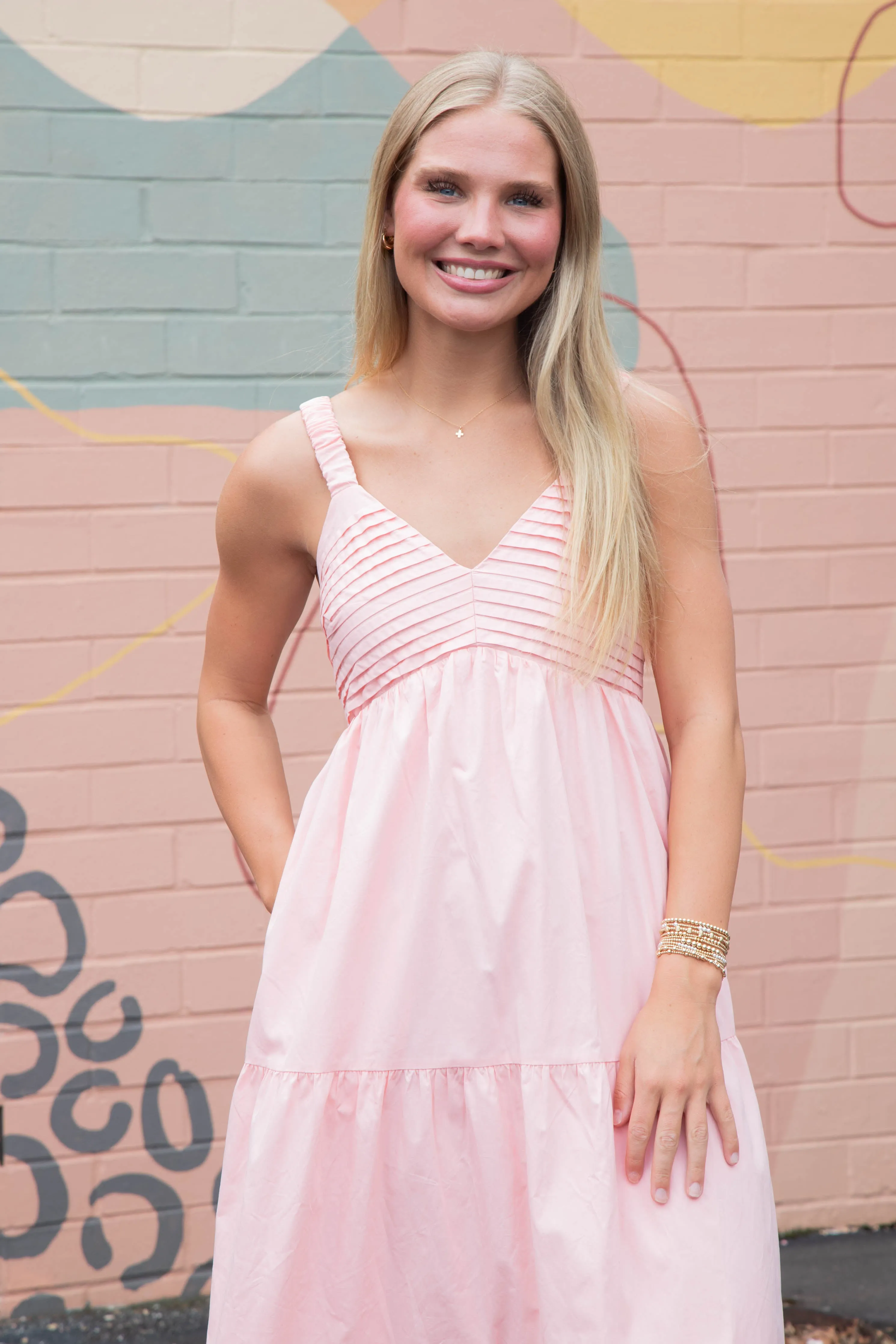 Lena Pintuck Detail Maxi Dress, Light Pink sold by North & Main Clothing Company product image thumbnail 2