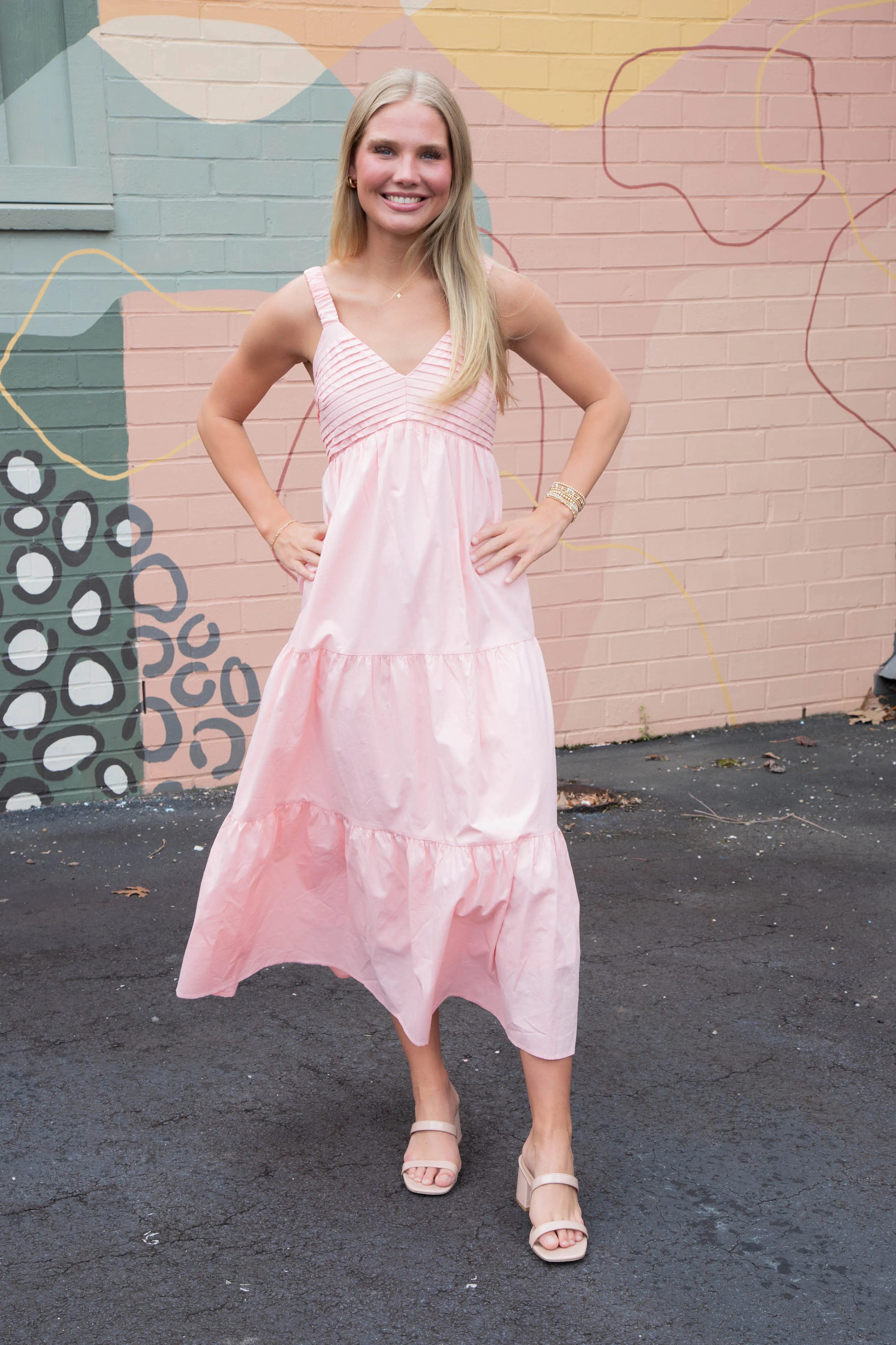 Lena Pintuck Detail Maxi Dress, Light Pink sold by North & Main Clothing Company product image thumbnail 5