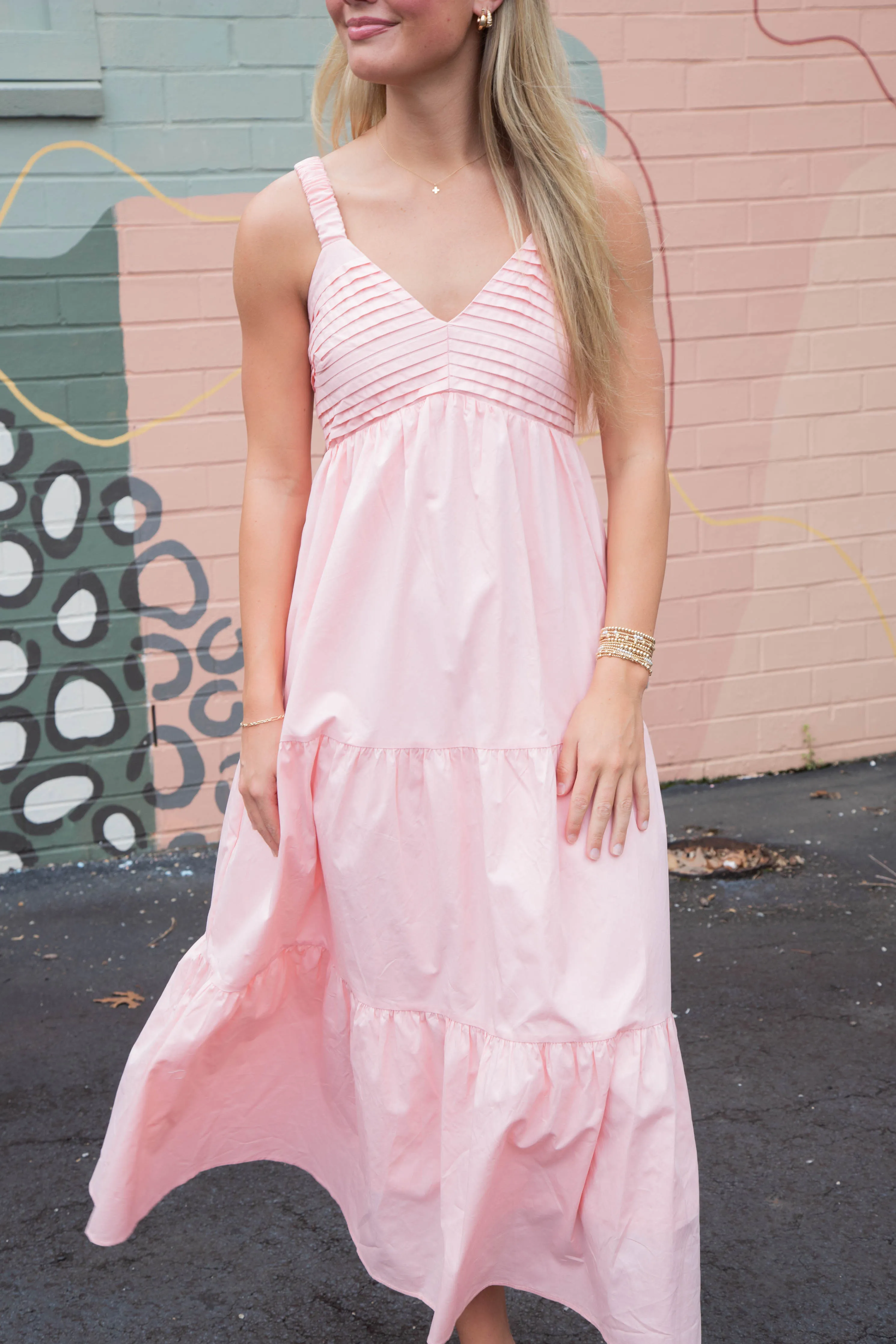 Lena Pintuck Detail Maxi Dress, Light Pink sold by North & Main Clothing Company product image thumbnail 4