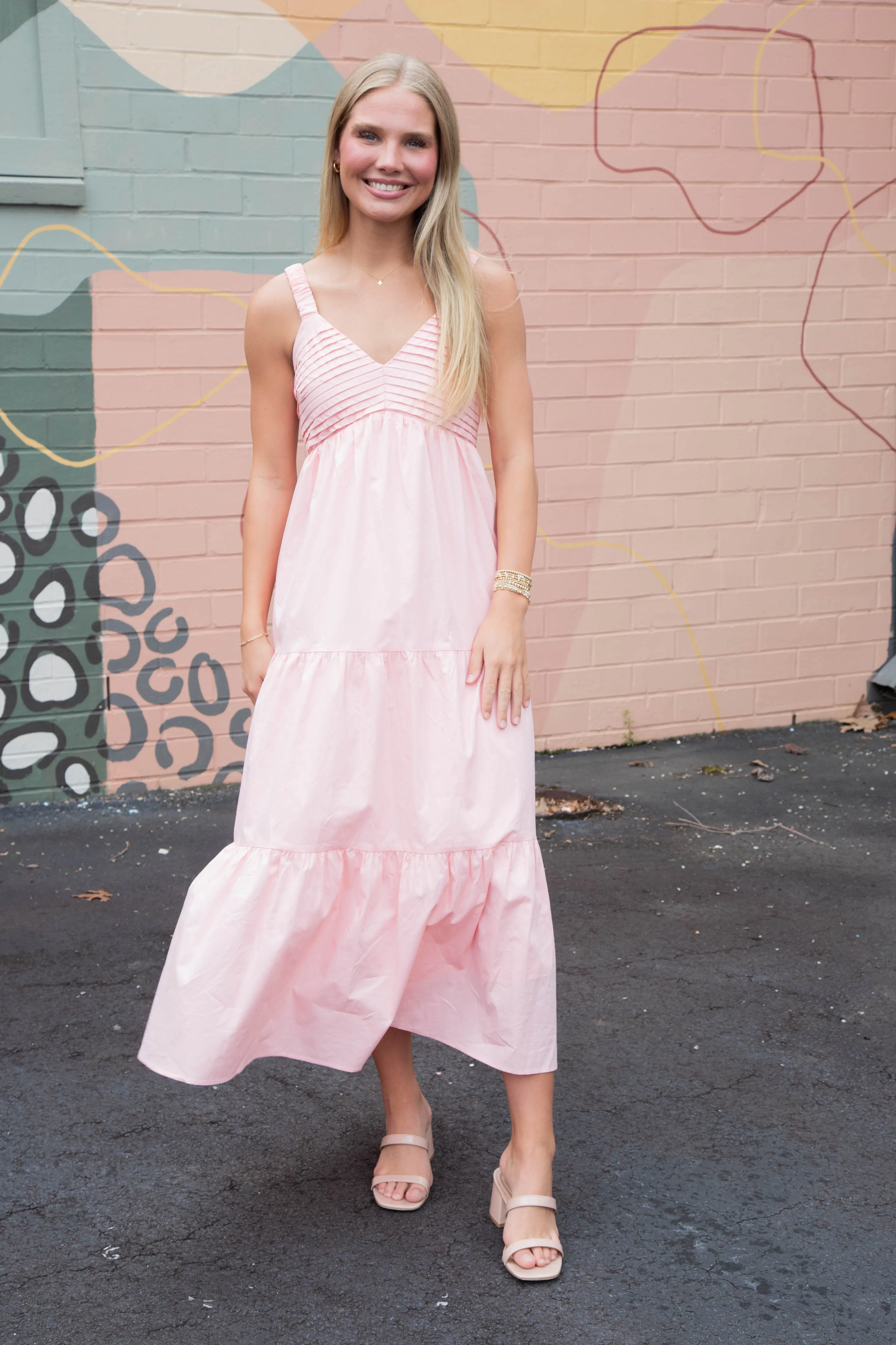 Lena Pintuck Detail Maxi Dress, Light Pink sold by North & Main Clothing Company product image thumbnail 3