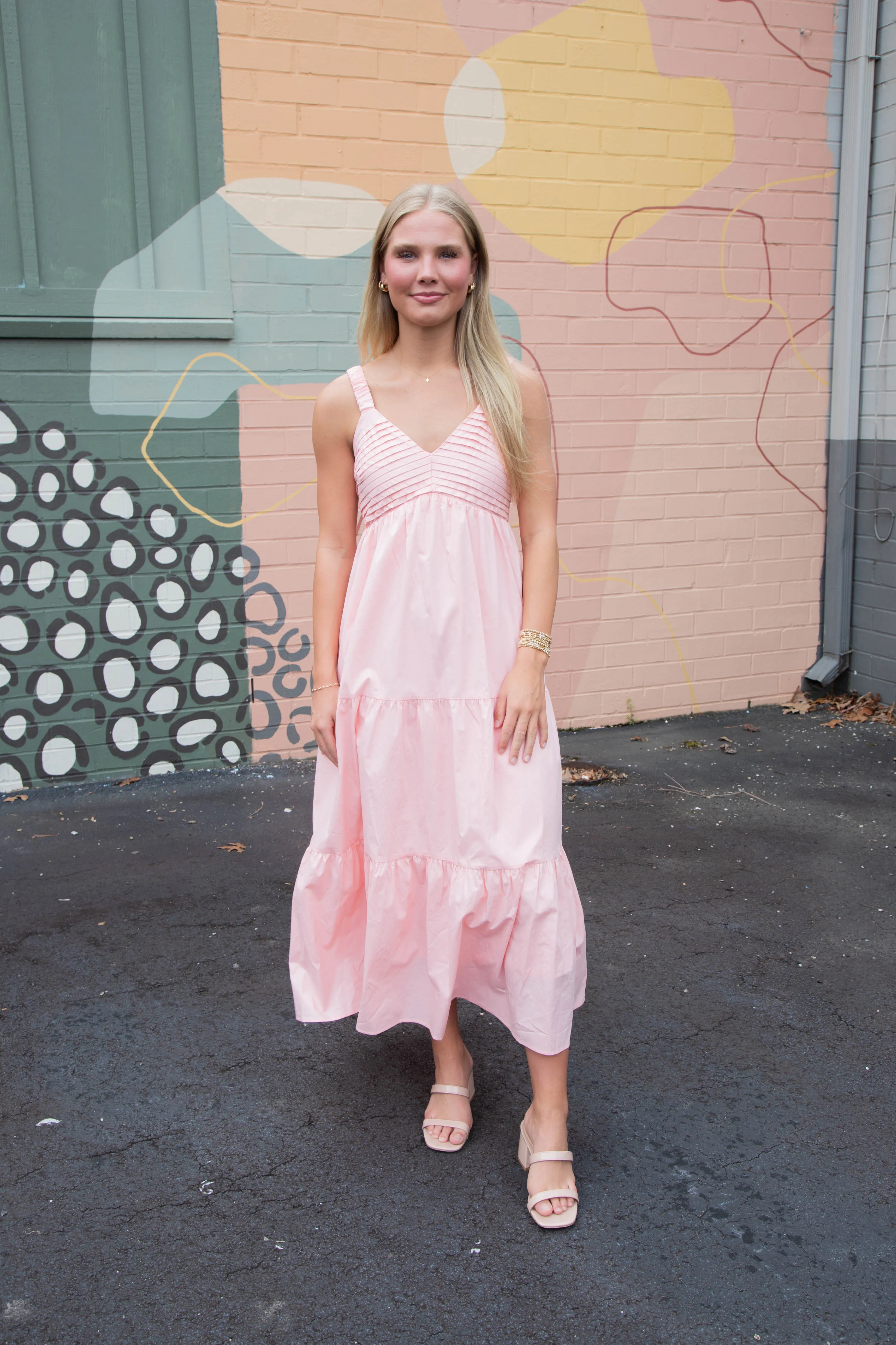 Lena Pintuck Detail Maxi Dress, Light Pink sold by North & Main Clothing Company