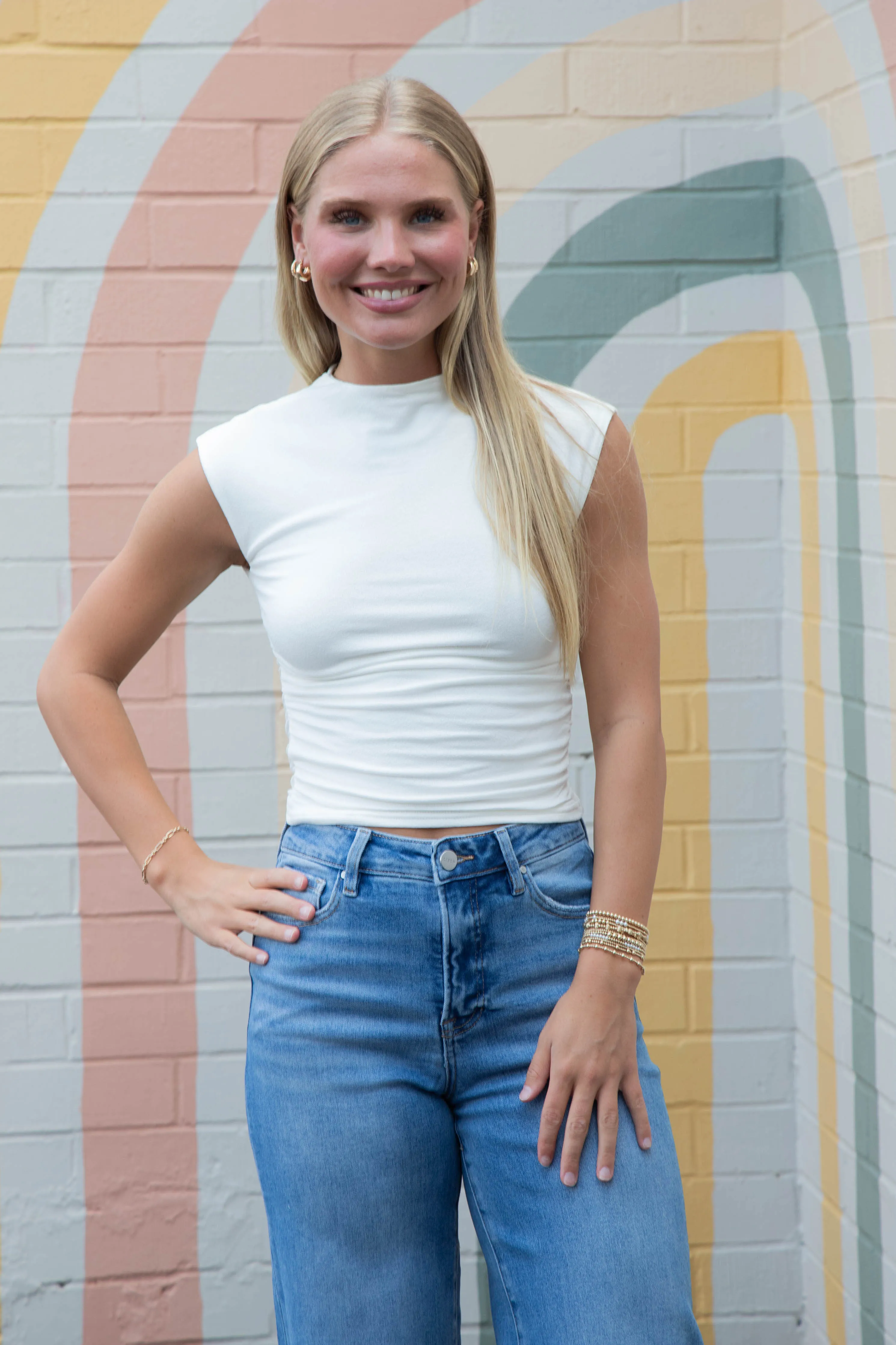 Evie Tummy Control Wide Cuffed Jeans, Medium sold by North & Main Clothing Company product image thumbnail 3