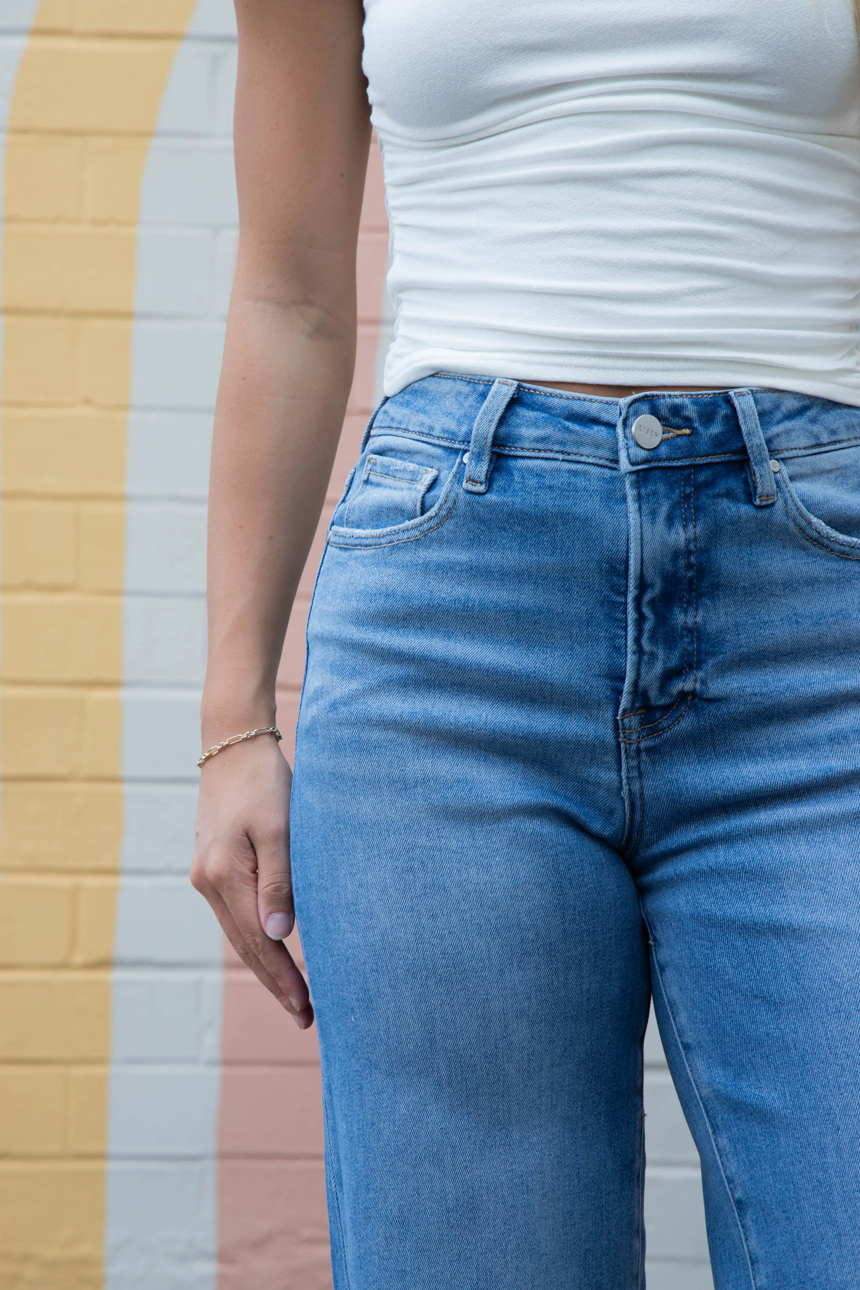 Evie Tummy Control Wide Cuffed Jeans, Medium sold by North & Main Clothing Company product image thumbnail 4