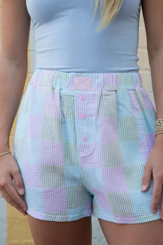Talia Checkered Boxer Shorts, Pink Mix sold by North & Main Clothing Company