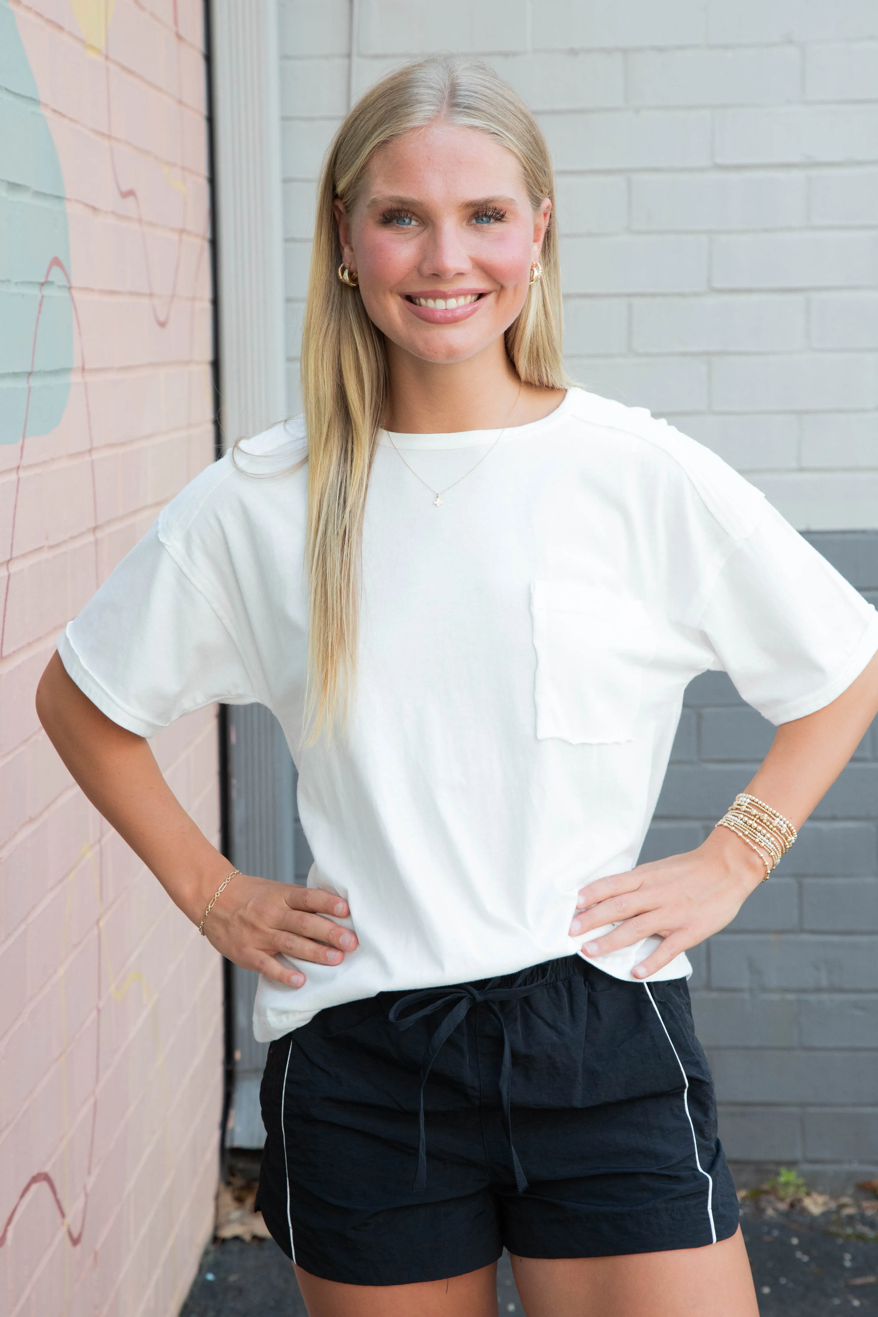 Ryleigh High Rise Windbreaker Shorts, Black sold by North & Main Clothing Company product image thumbnail 5