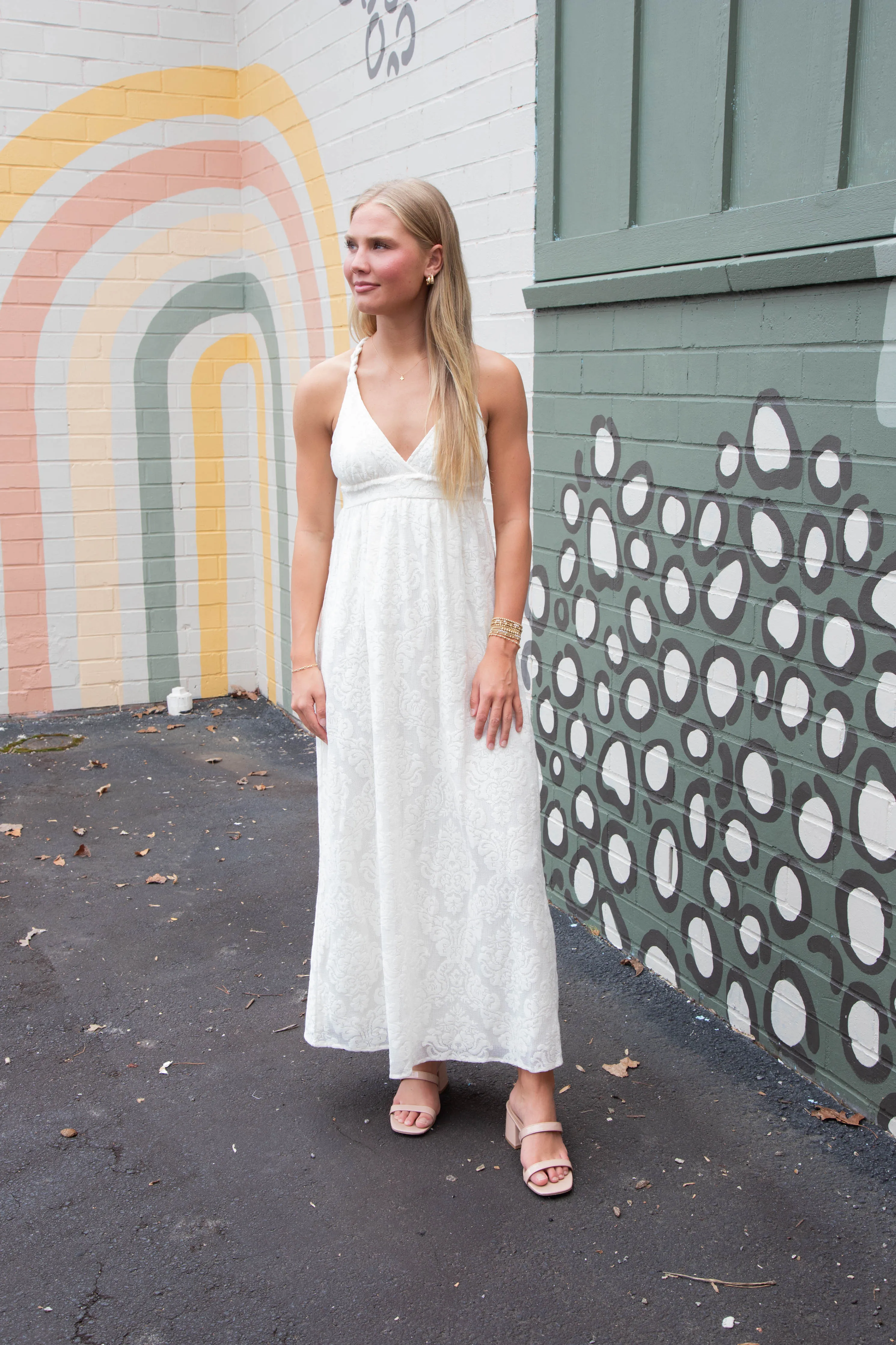 Dahlia Braided Cross Back Detail Dress, Natural sold by North & Main Clothing Company product image thumbnail 3