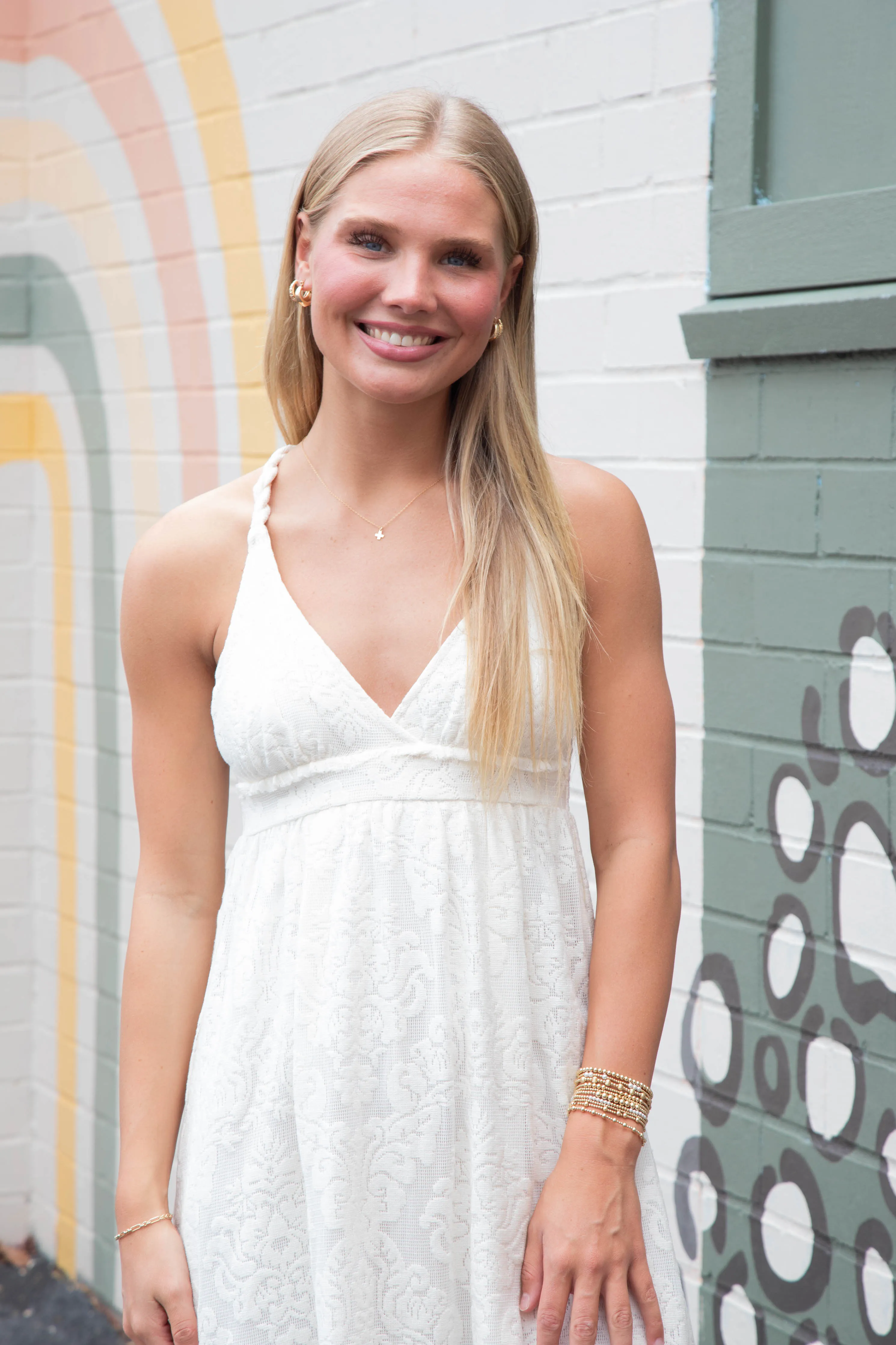 Dahlia Braided Cross Back Detail Dress, Natural sold by North & Main Clothing Company product image thumbnail 2