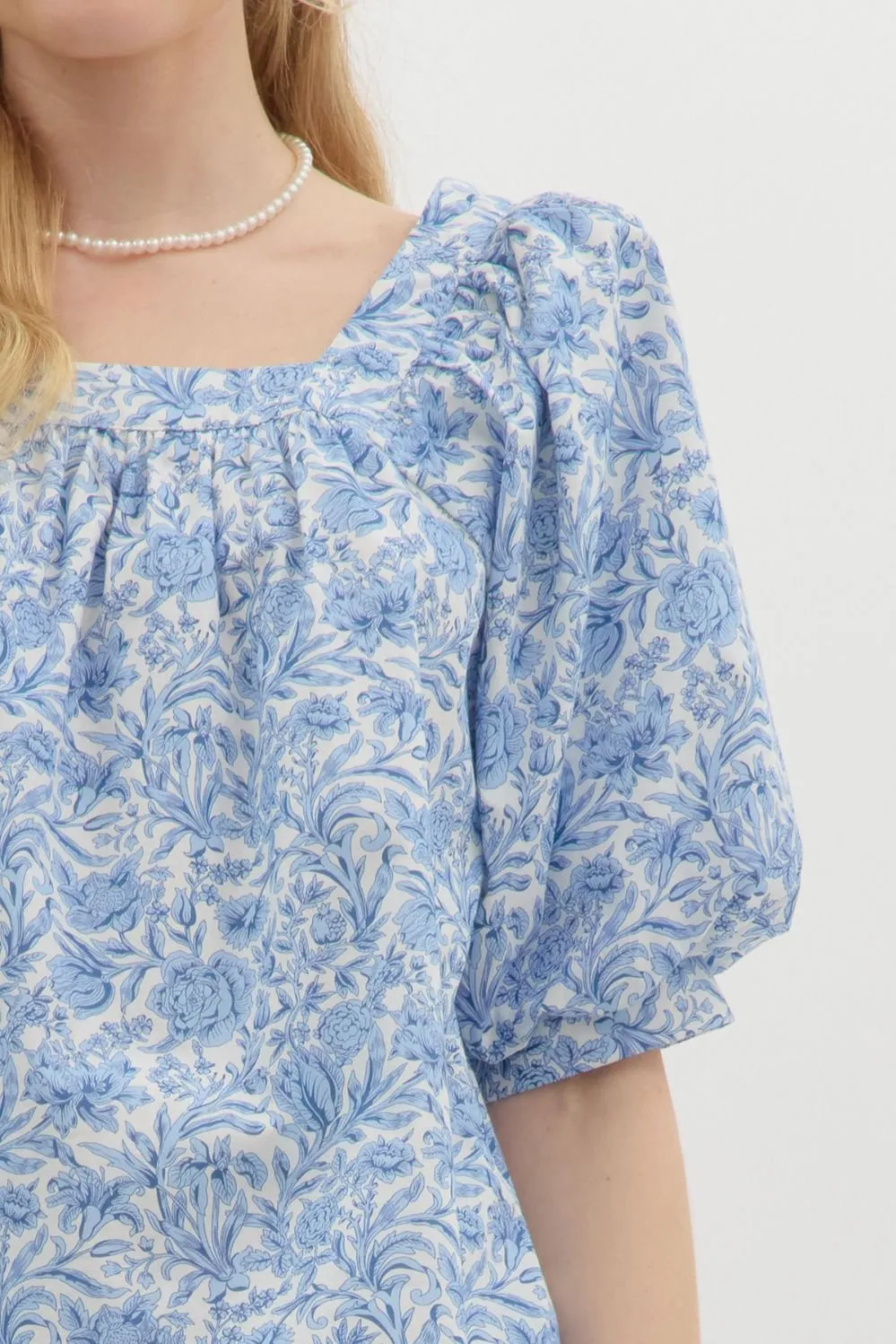 Rosalie Floral Square Neck Top, Blue sold by North & Main Clothing Company product image thumbnail 4
