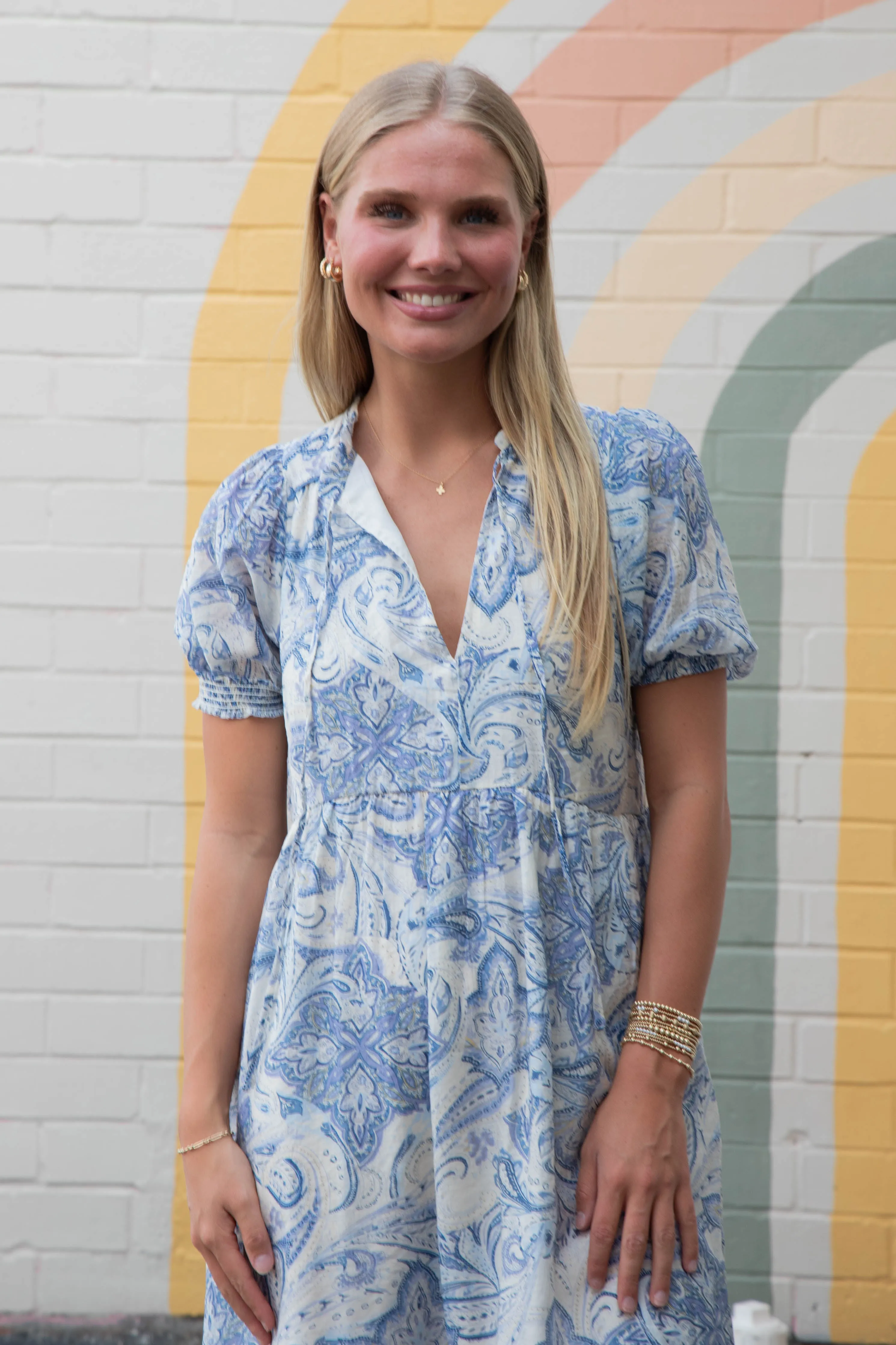 Callie Paisley Print Midi Dress, Blue Mix sold by North & Main Clothing Company product image thumbnail 2