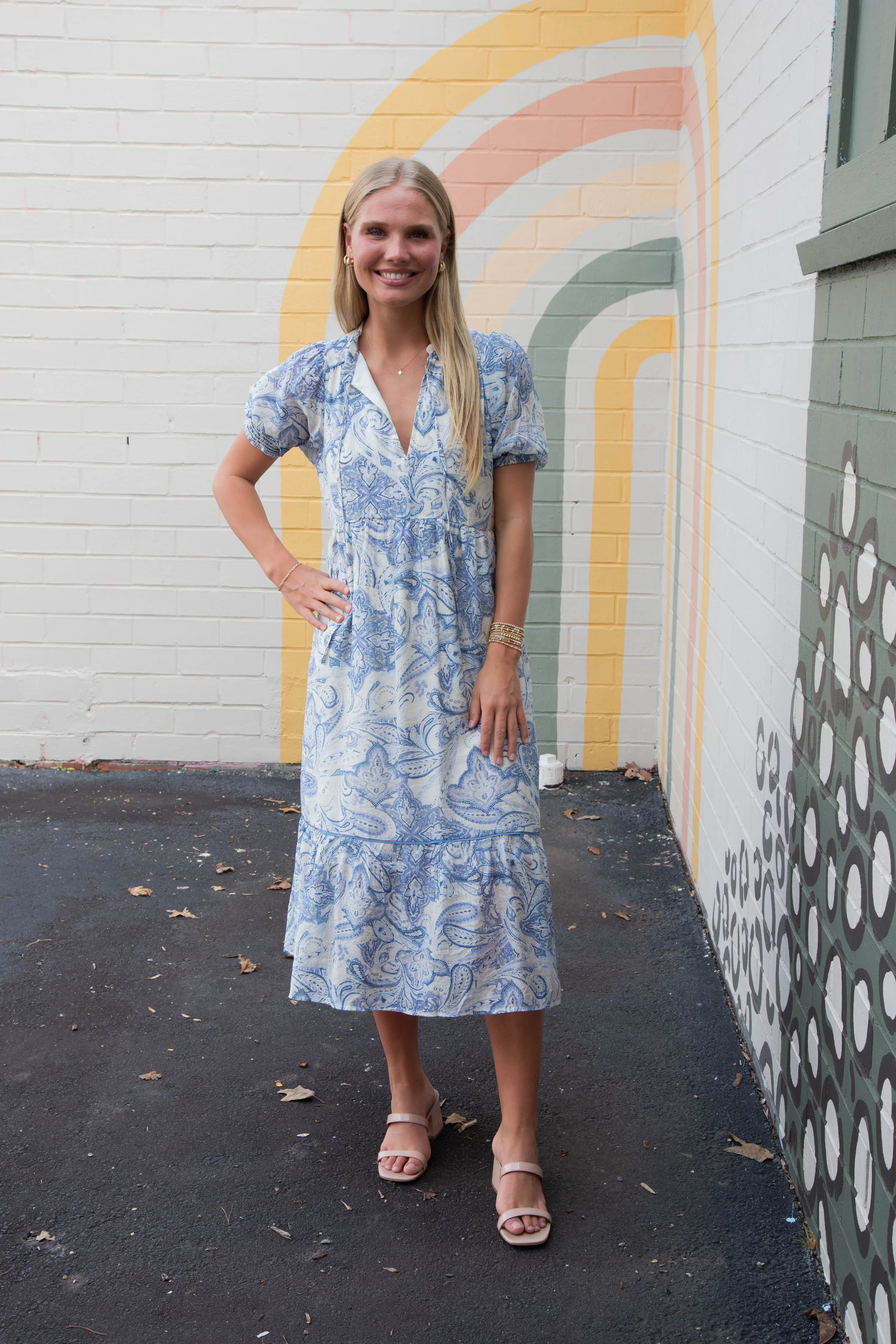 Callie Paisley Print Midi Dress, Blue Mix sold by North & Main Clothing Company