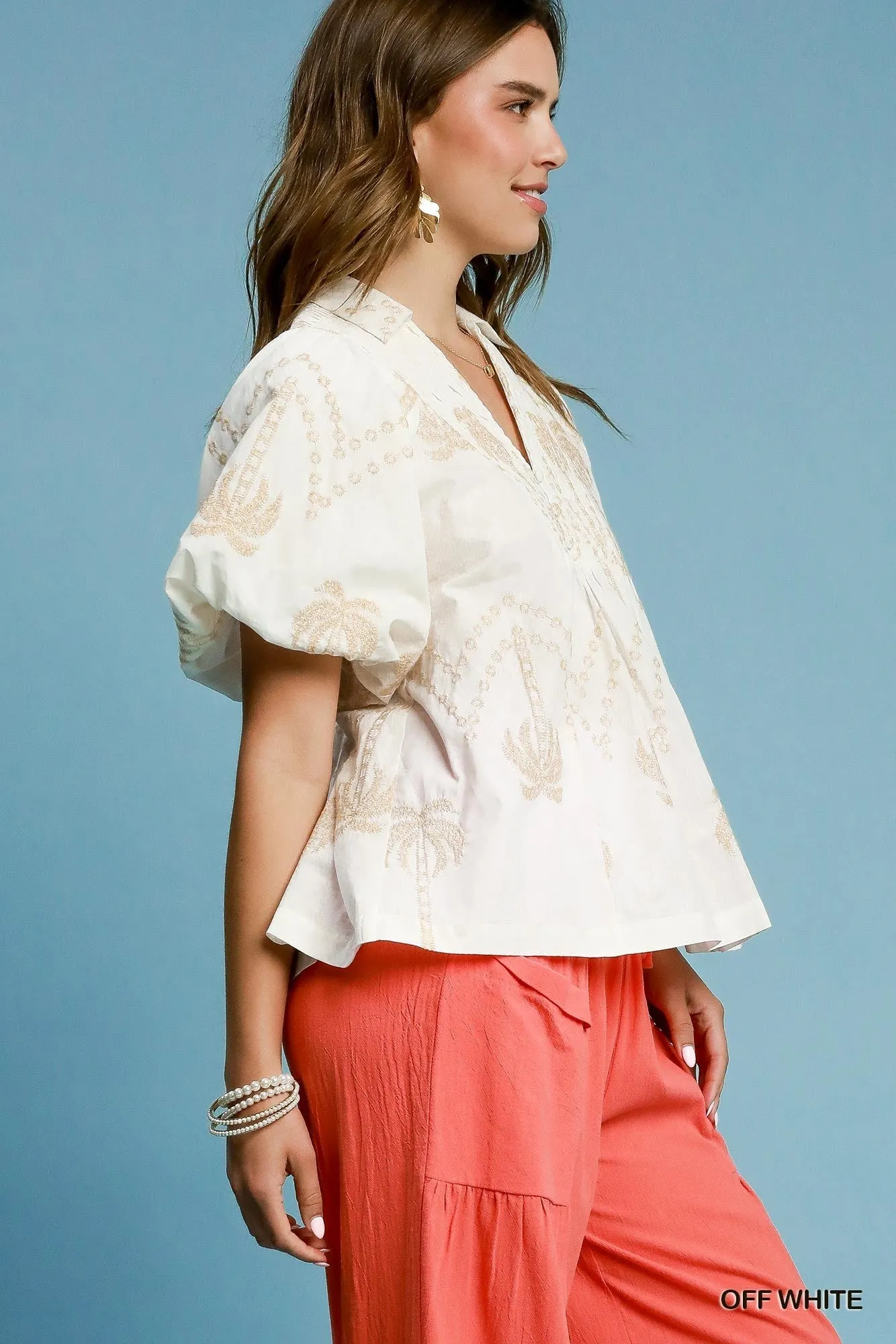 Blair Boho-Chic Embroidered Blouse, Off White sold by North & Main Clothing Company product image thumbnail 4