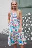 Leila Floral Garden Print Midi Dress, Blue Mix sold by North & Main Clothing Company