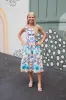 Leila Floral Garden Print Midi Dress, Blue Mix sold by North & Main Clothing Company