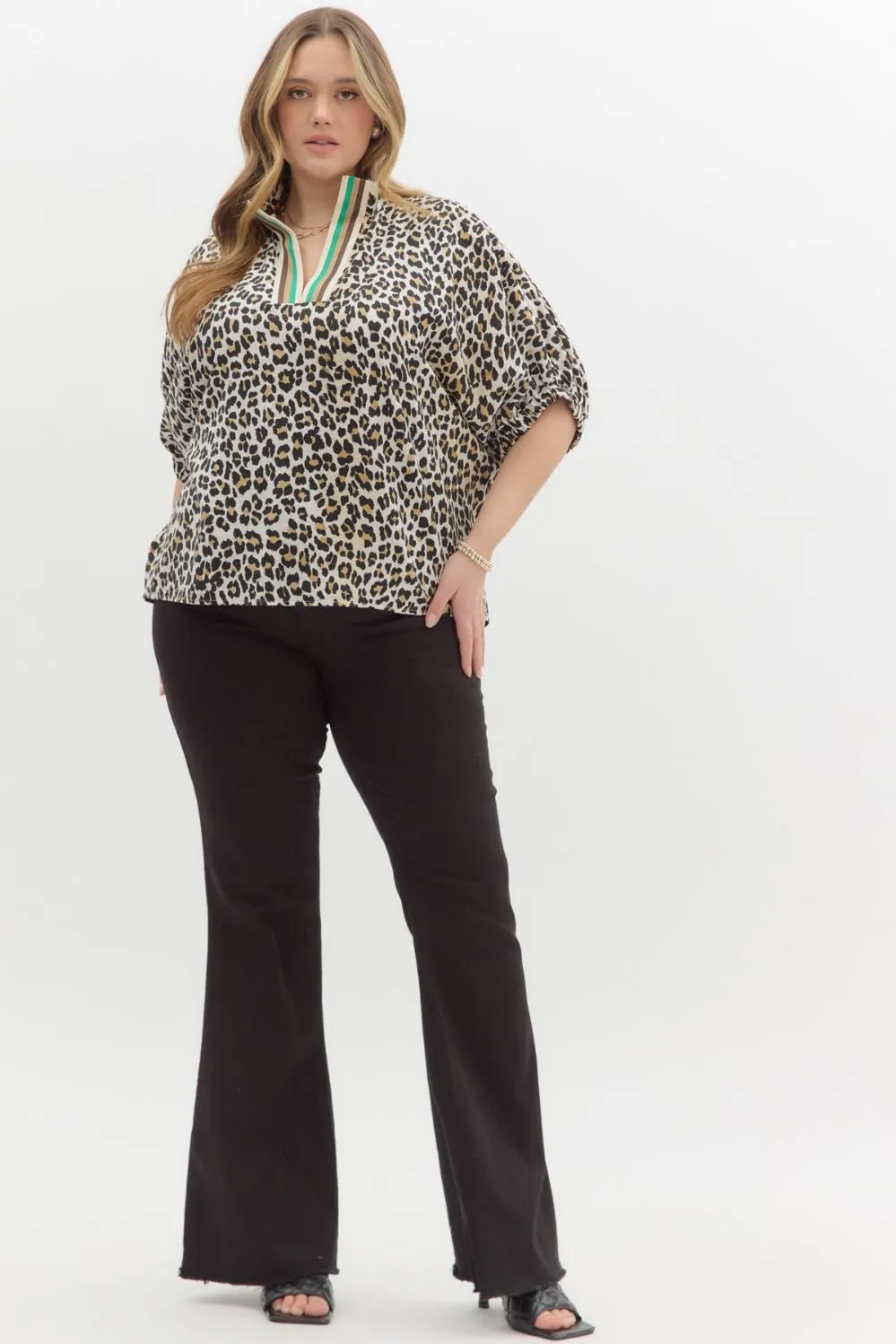 Harley Dolman Sleeve Leopard Print Top, Camel | Plus Size sold by North & Main Clothing Company product image thumbnail 2