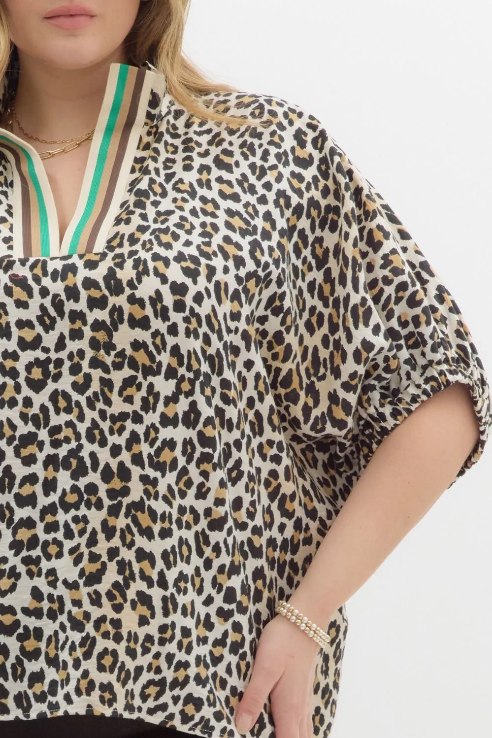 Harley Dolman Sleeve Leopard Print Top, Camel | Plus Size sold by North & Main Clothing Company product image thumbnail 3