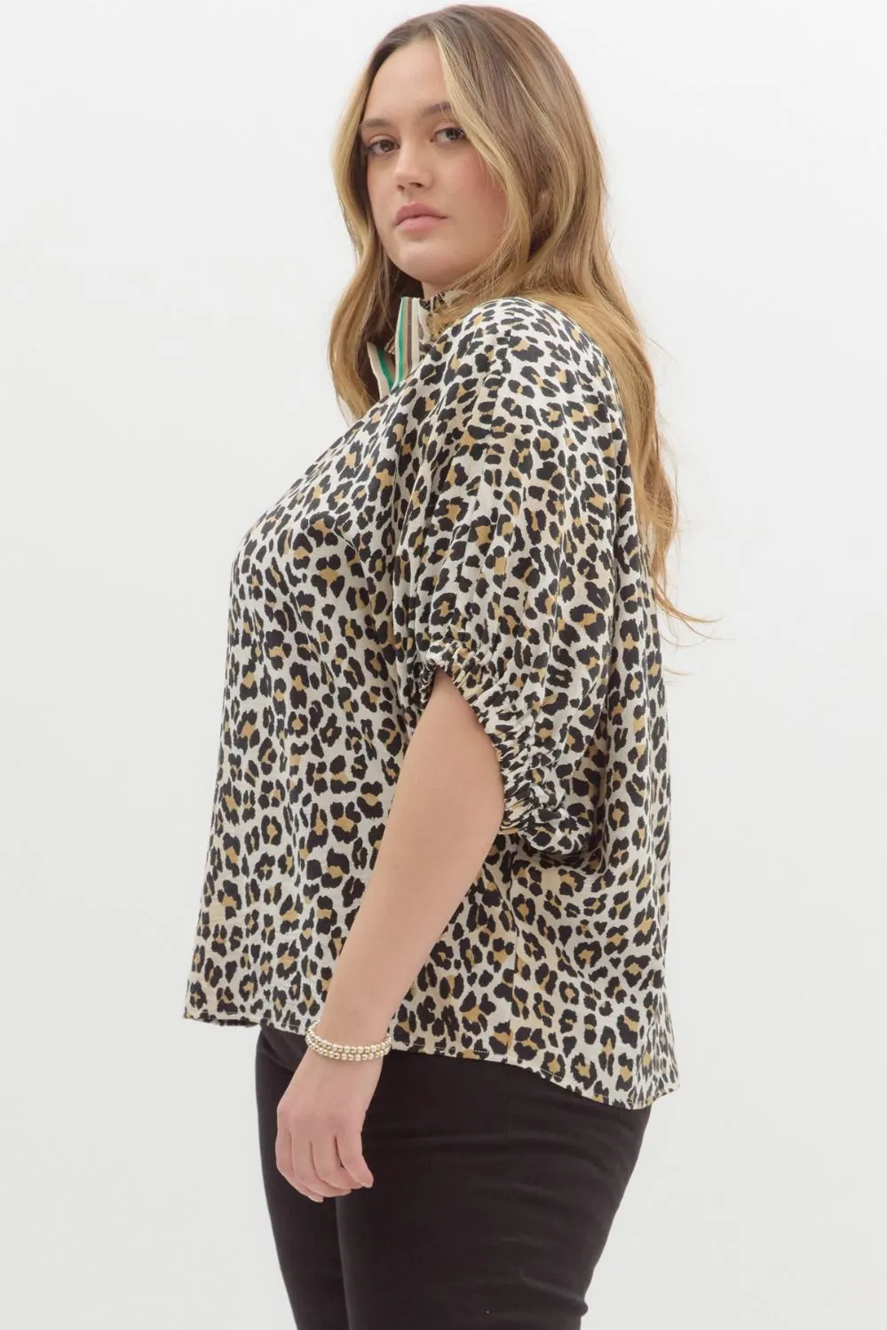 Harley Dolman Sleeve Leopard Print Top, Camel | Plus Size sold by North & Main Clothing Company product image thumbnail 5