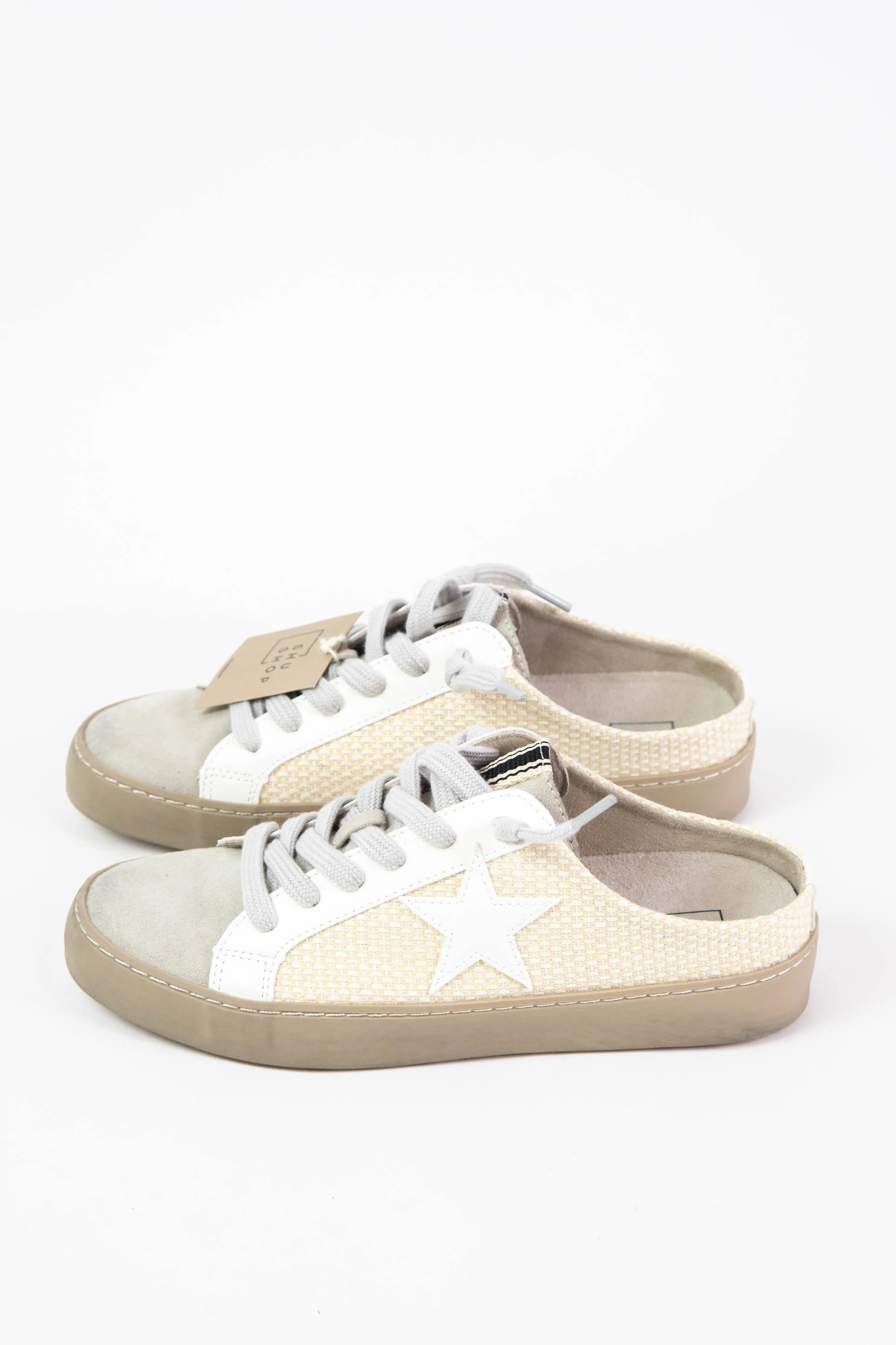 Polka Open Back Star Sneaker, Bone Woven | ShuShop sold by North & Main Clothing Company