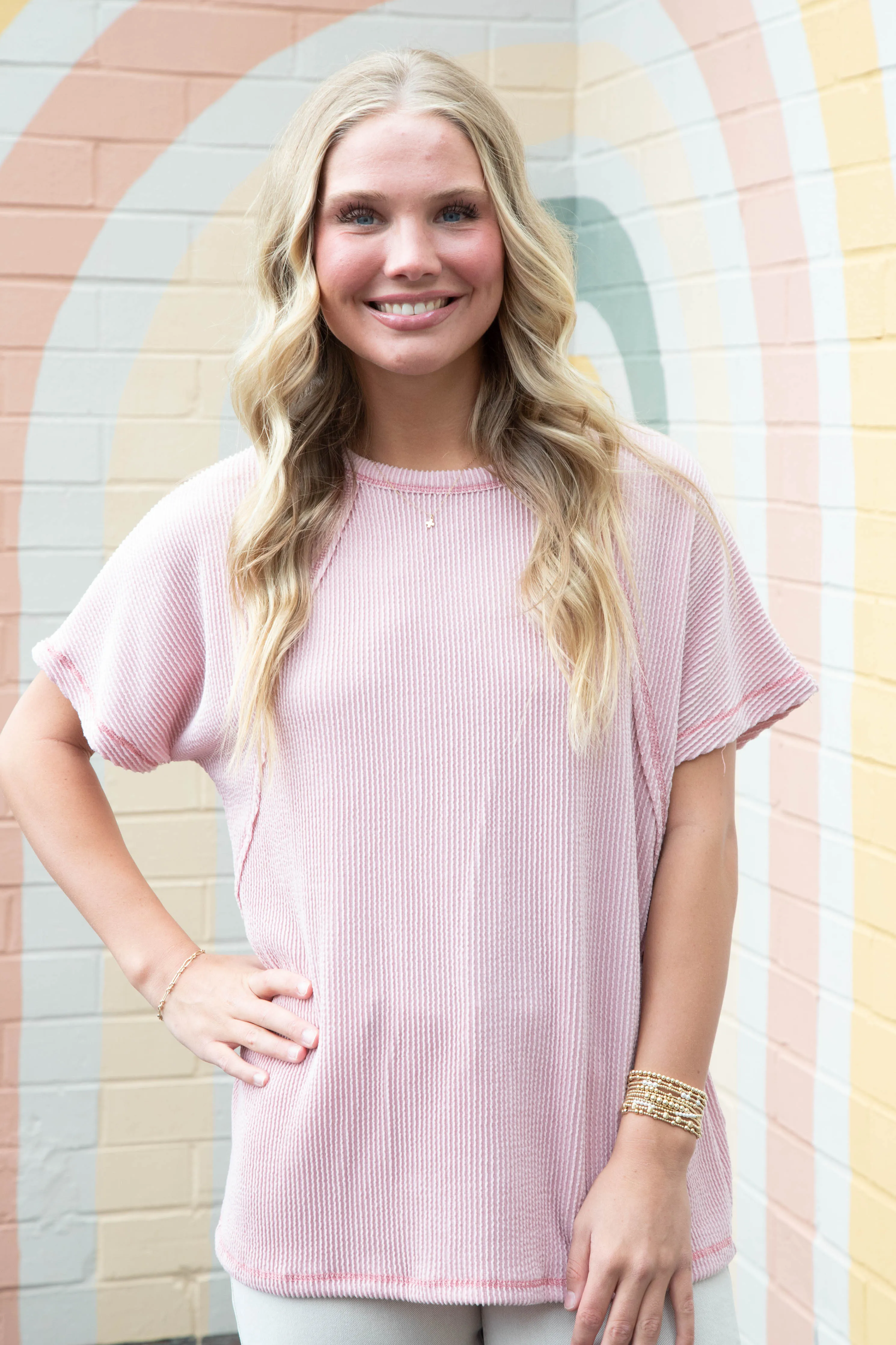 Lila Dolman Sleeve Ribbed Top, Mauve sold by North & Main Clothing Company product image thumbnail 4