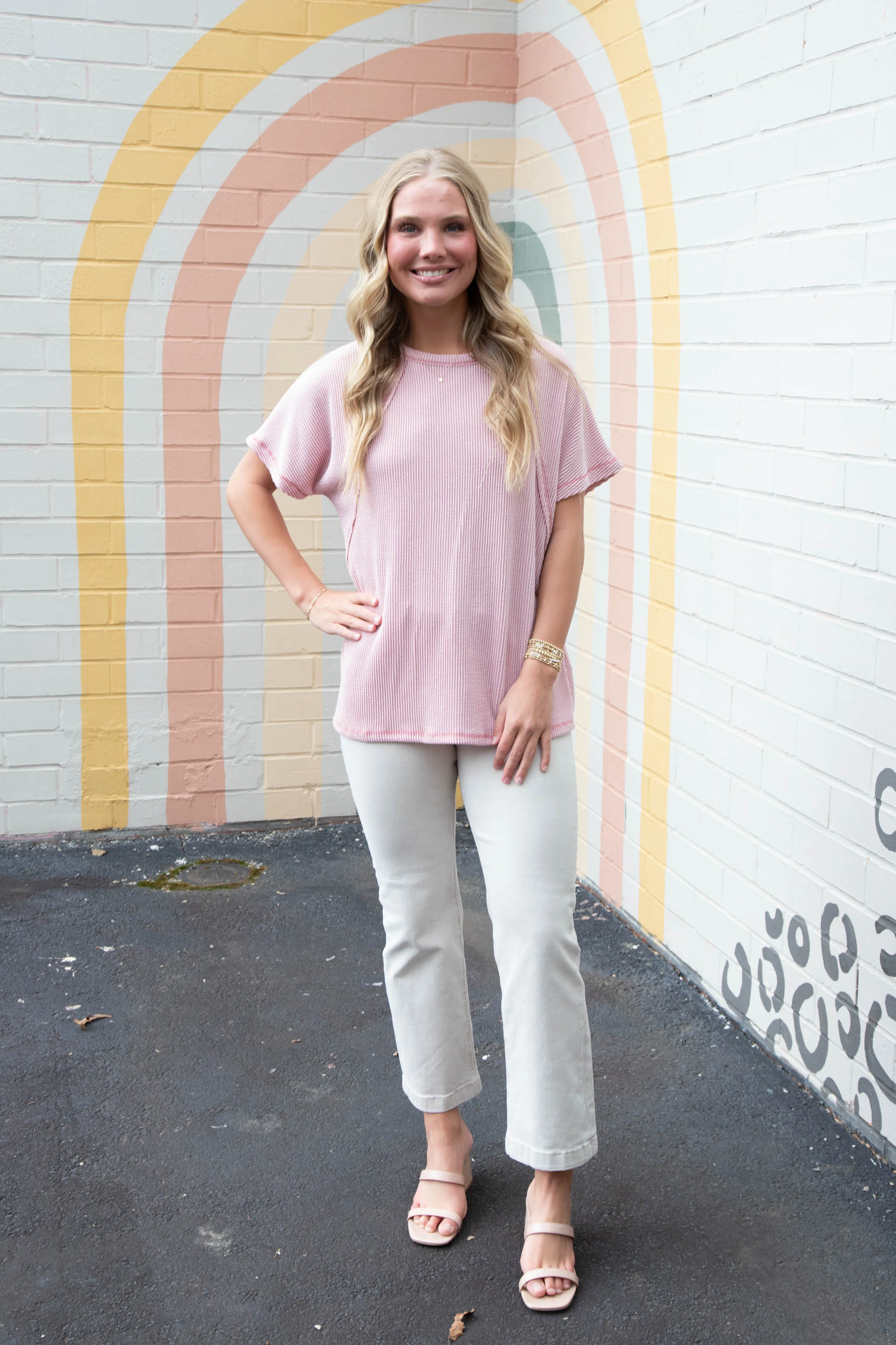 Lila Dolman Sleeve Ribbed Top, Mauve sold by North & Main Clothing Company product image thumbnail 2