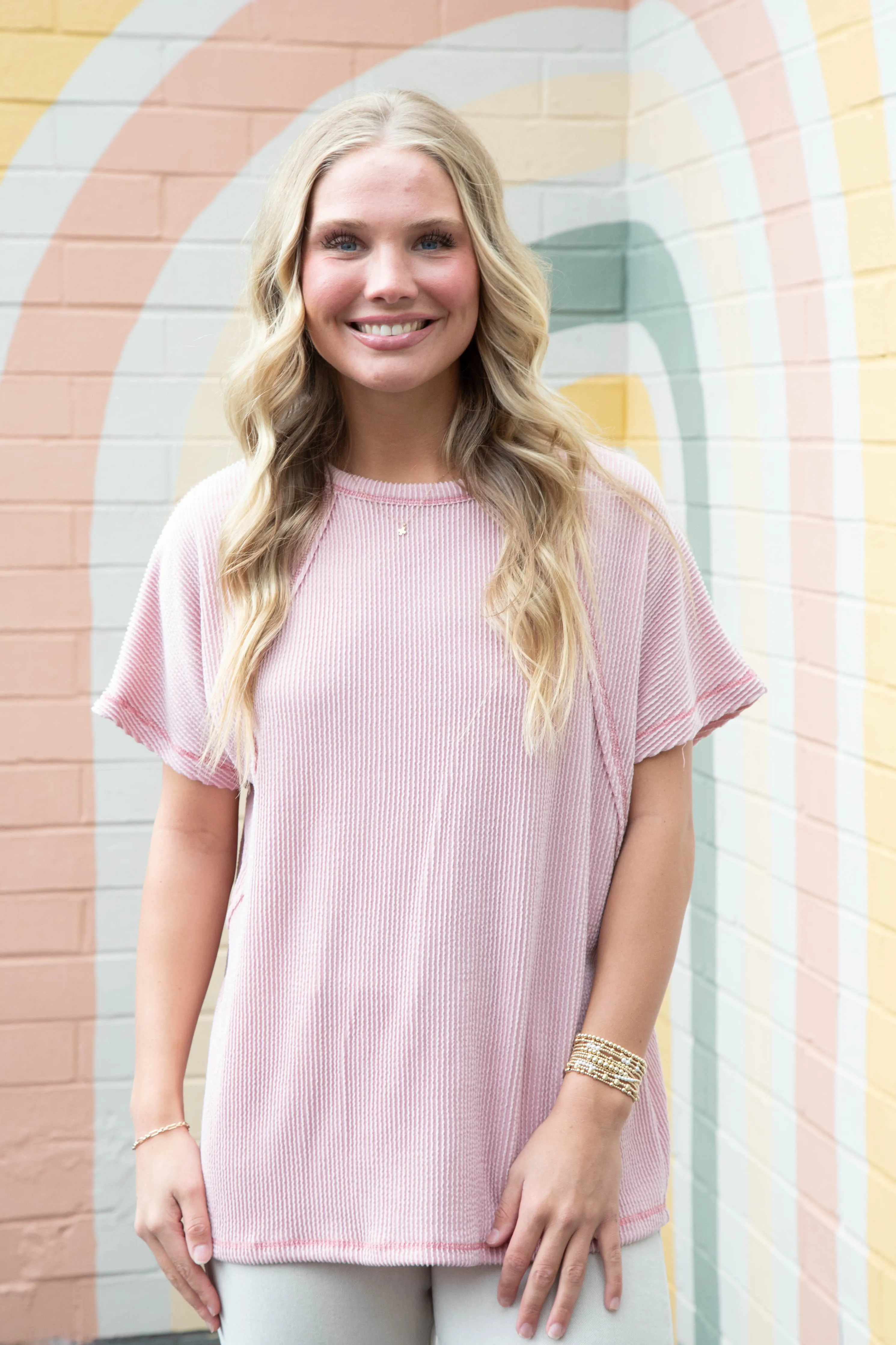 Lila Dolman Sleeve Ribbed Top, Mauve sold by North & Main Clothing Company